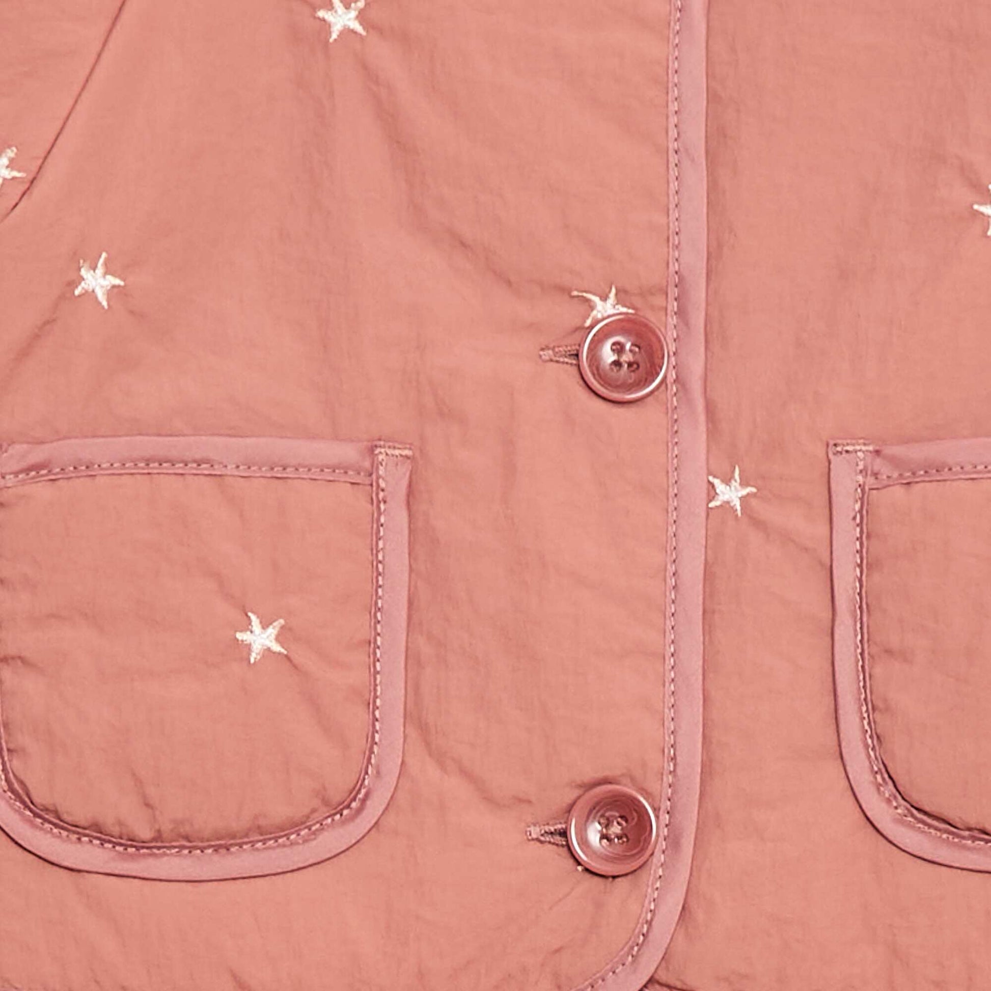 Veste matelassée col rond en tissu déperlant ROSE