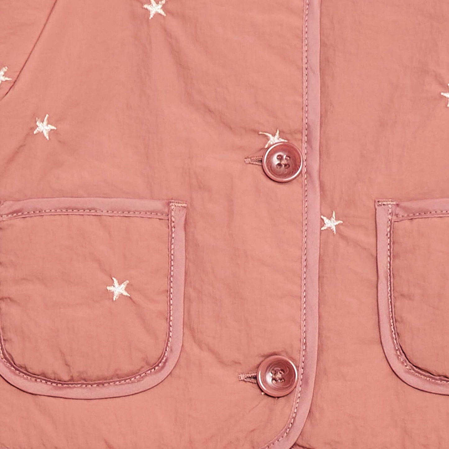 Veste matelassée col rond en tissu déperlant ROSE