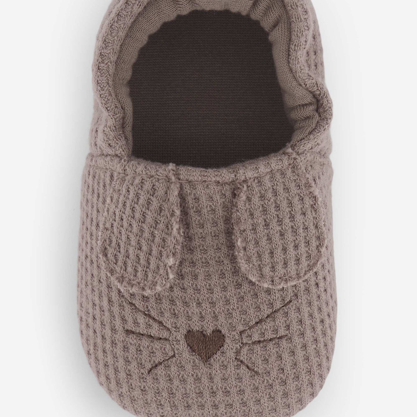 Chaussons en gaze de coton + oreilles animaux MARRON