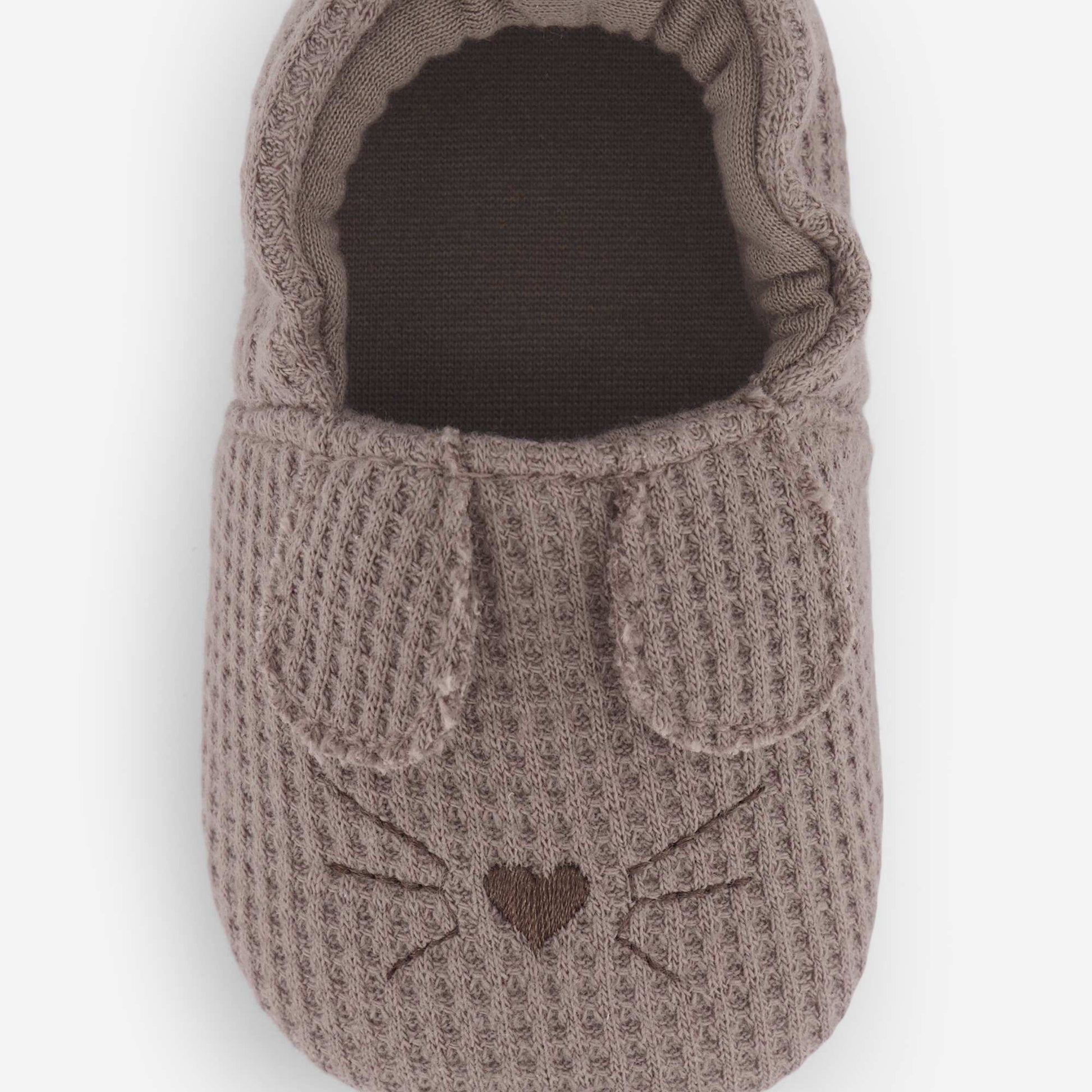 Chaussons en gaze de coton + oreilles animaux MARRON