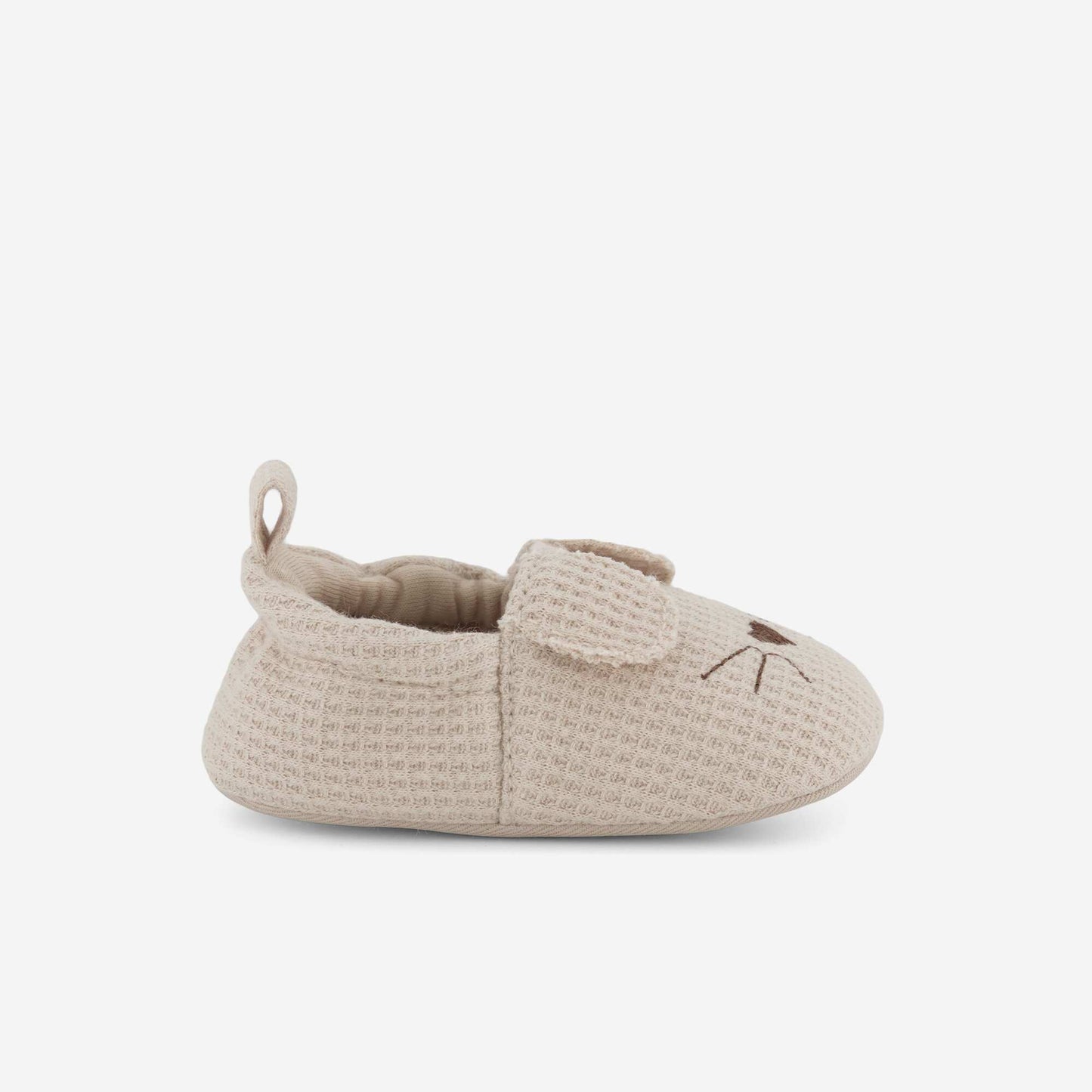 Chaussons en gaze de coton + oreilles animaux BEIGE