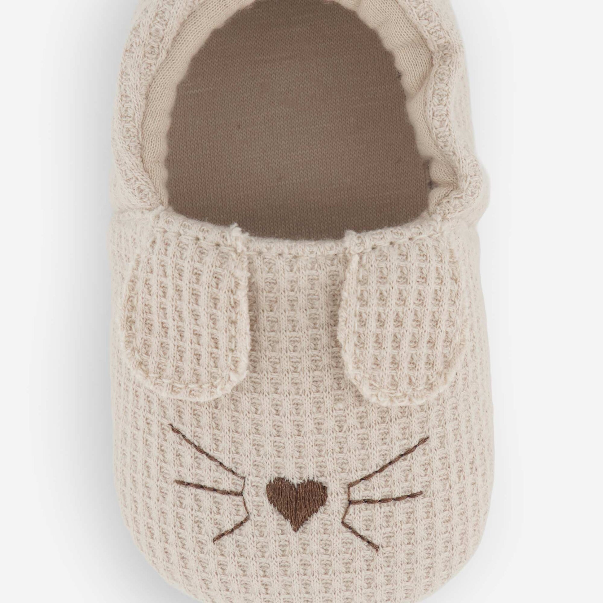 Chaussons en gaze de coton + oreilles animaux BEIGE