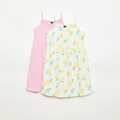 Lot de 2 robes en maille crêpée BLANC
