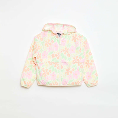 Blouson coupe-vent à capuche à motif BLANC