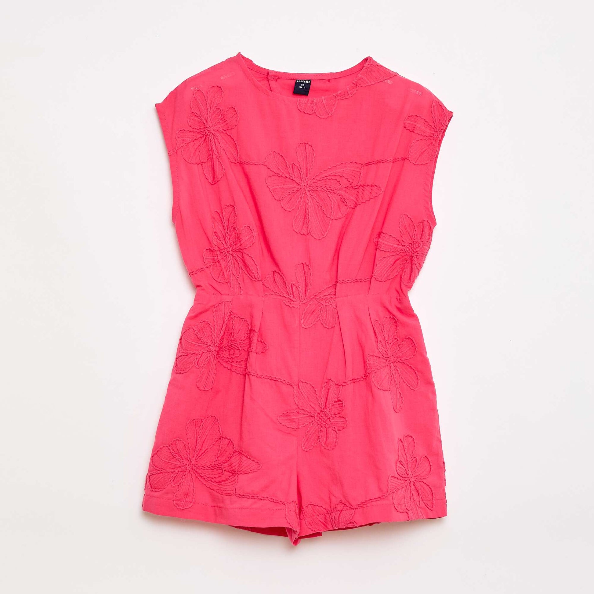 Combinaison short avec grandes fleurs brodées ROSE