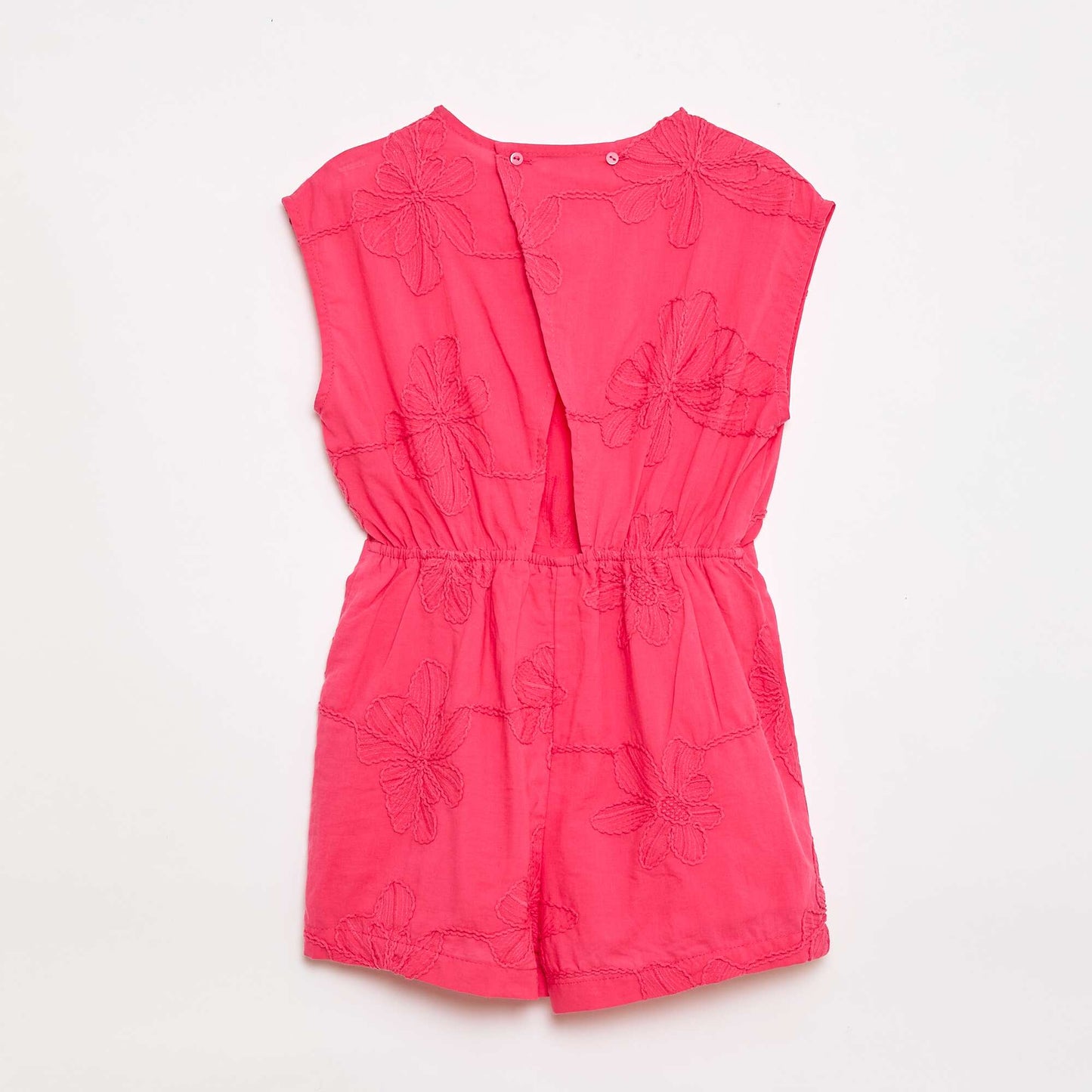 Combinaison short avec grandes fleurs brodées ROSE