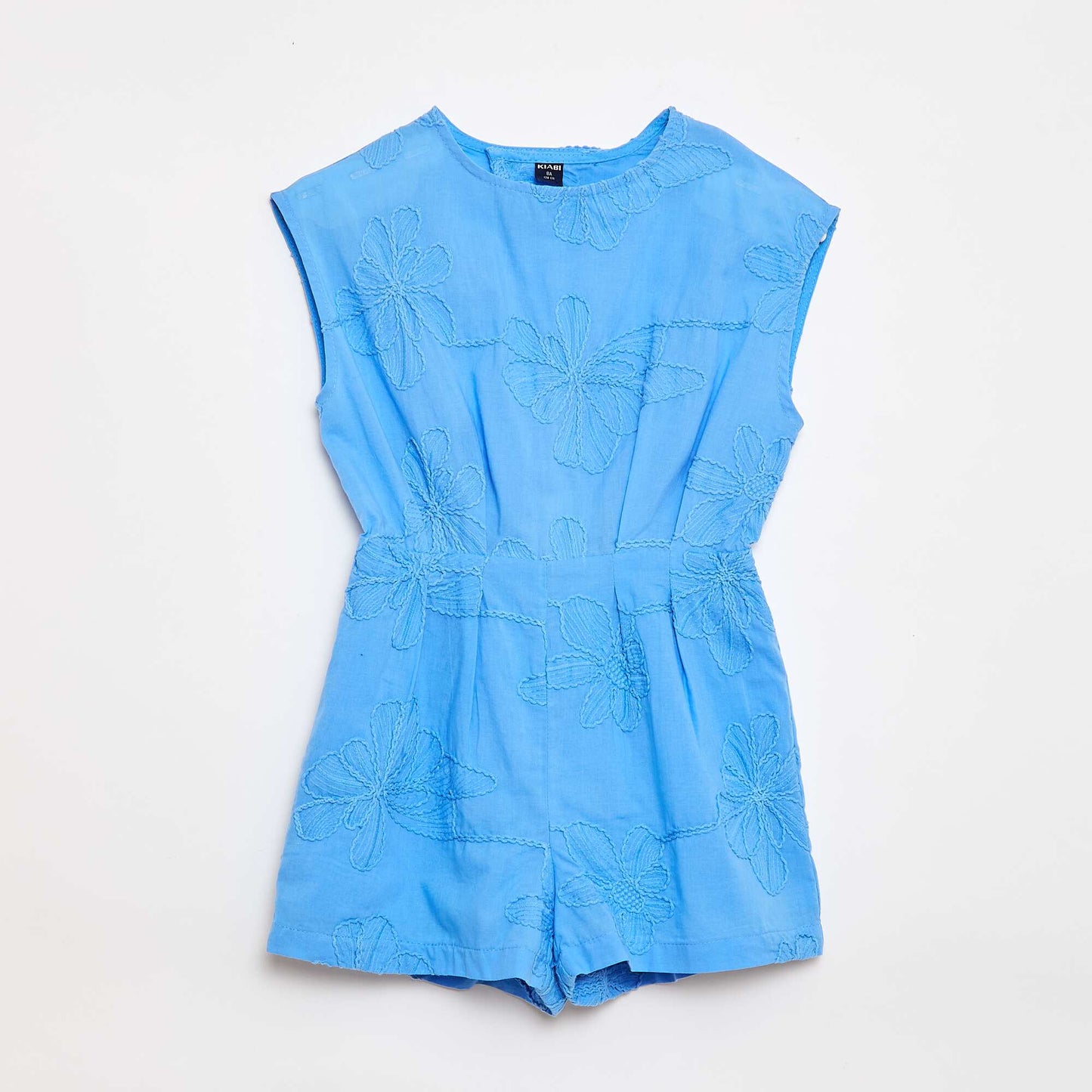 Combinaison short avec grandes fleurs brodées BLEU