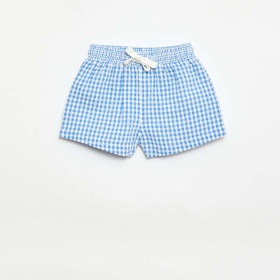 Short en seersucker motif Vichy BLEU