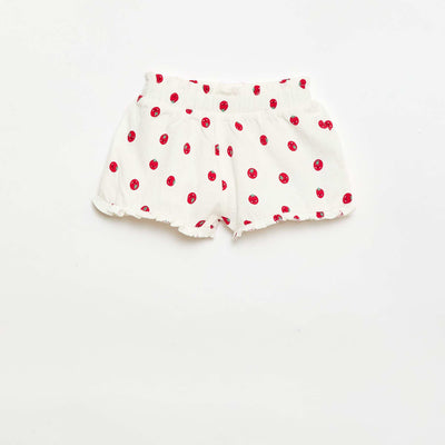 Short à motif avec base volantée BLANC