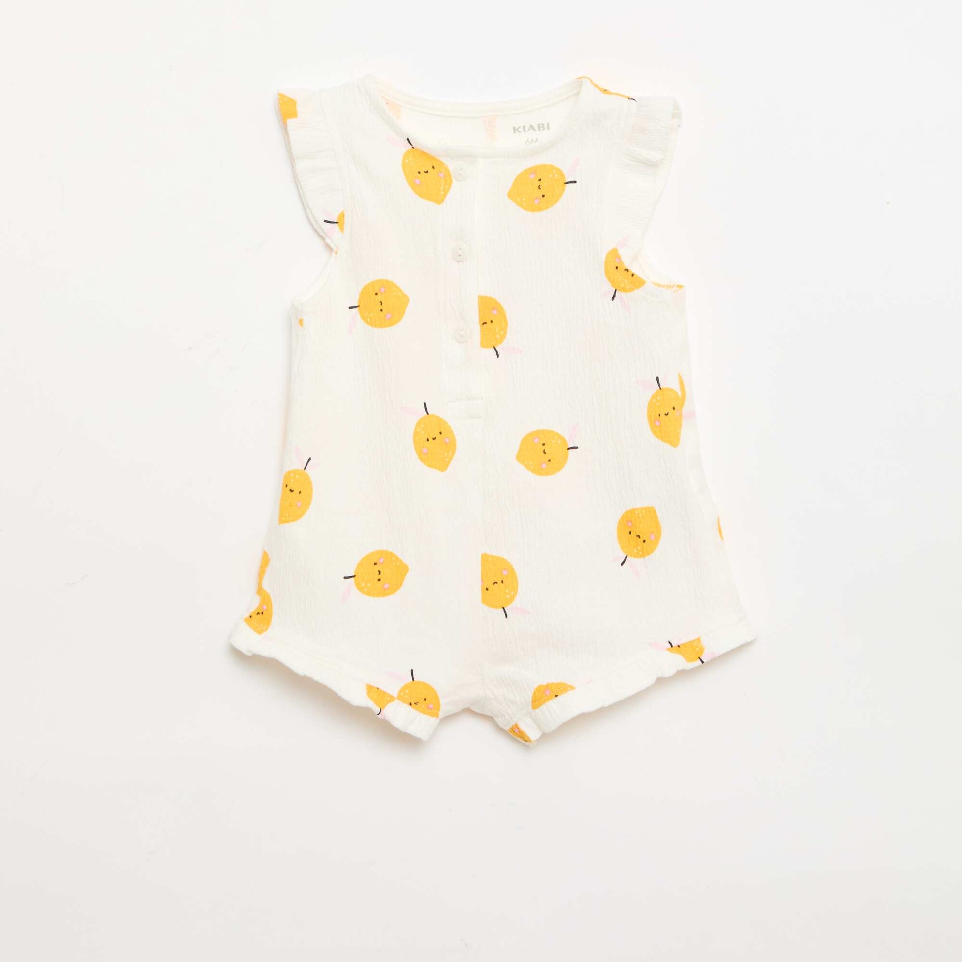 Combinaison short en jersey de coton avec volants aux manches BLANC