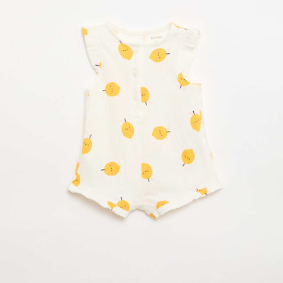 Combinaison short en jersey de coton avec volants aux manches BLANC