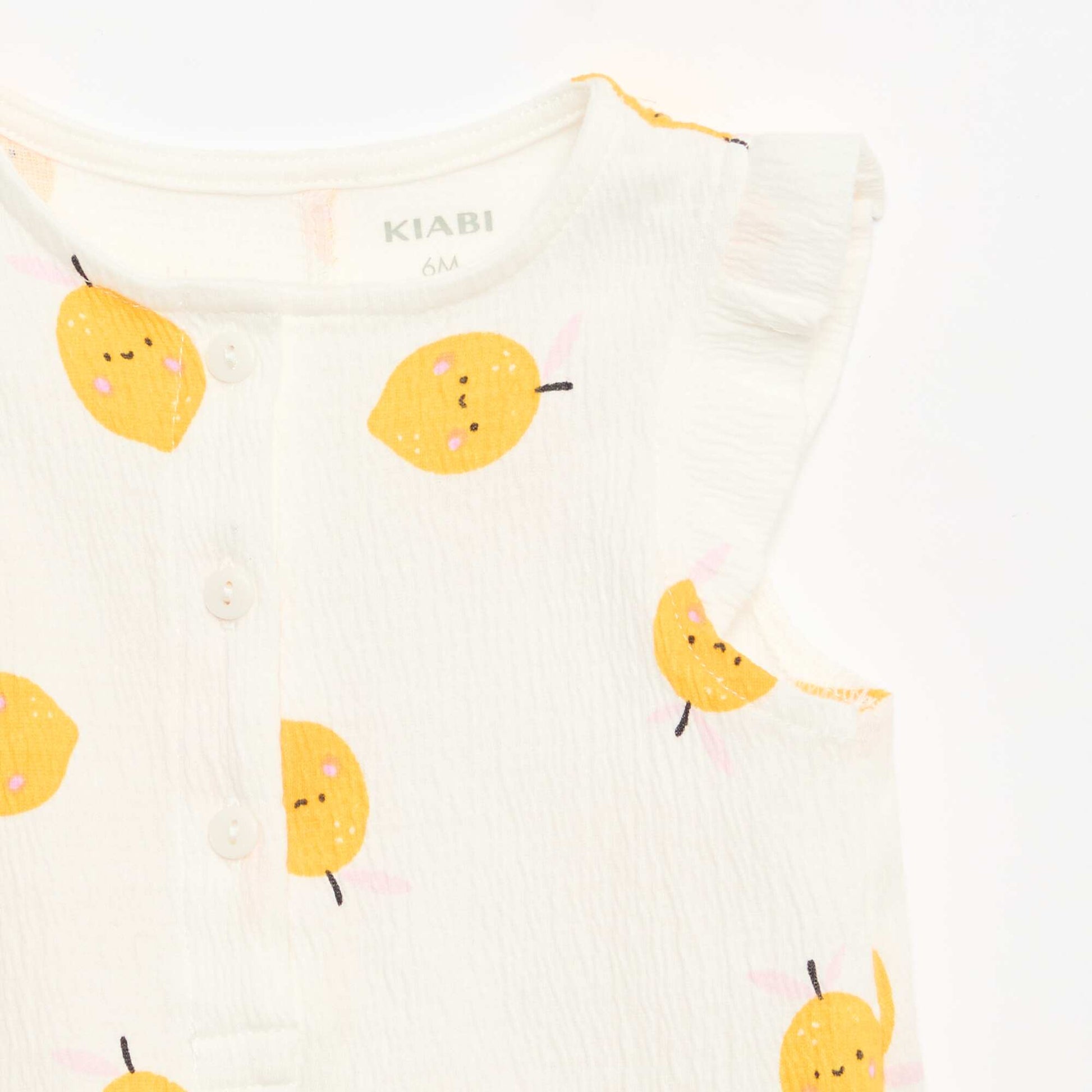 Combinaison short en jersey de coton avec volants aux manches BLANC