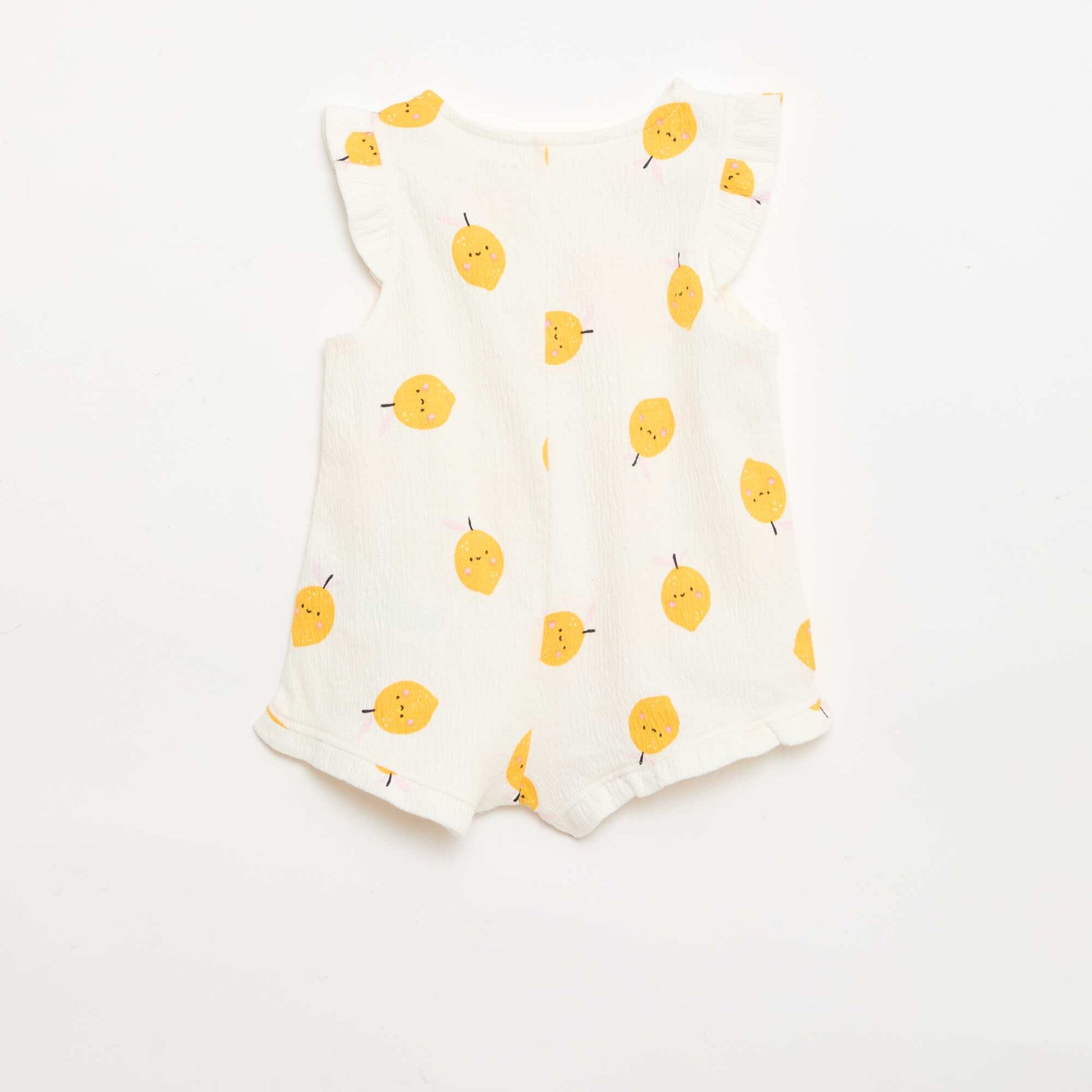 Combinaison short en jersey de coton avec volants aux manches BLANC