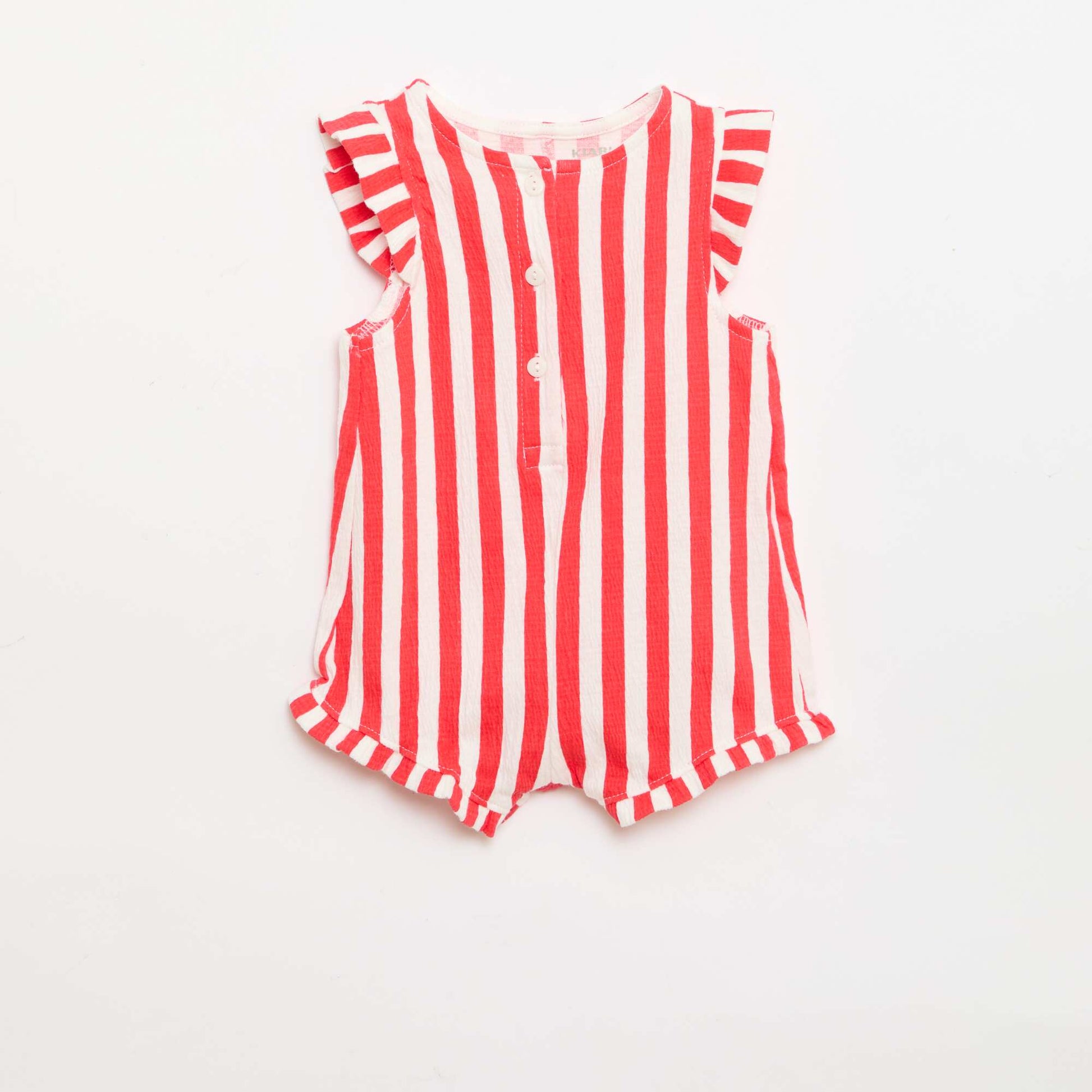 Combinaison short en jersey de coton avec volants aux manches ROUGE