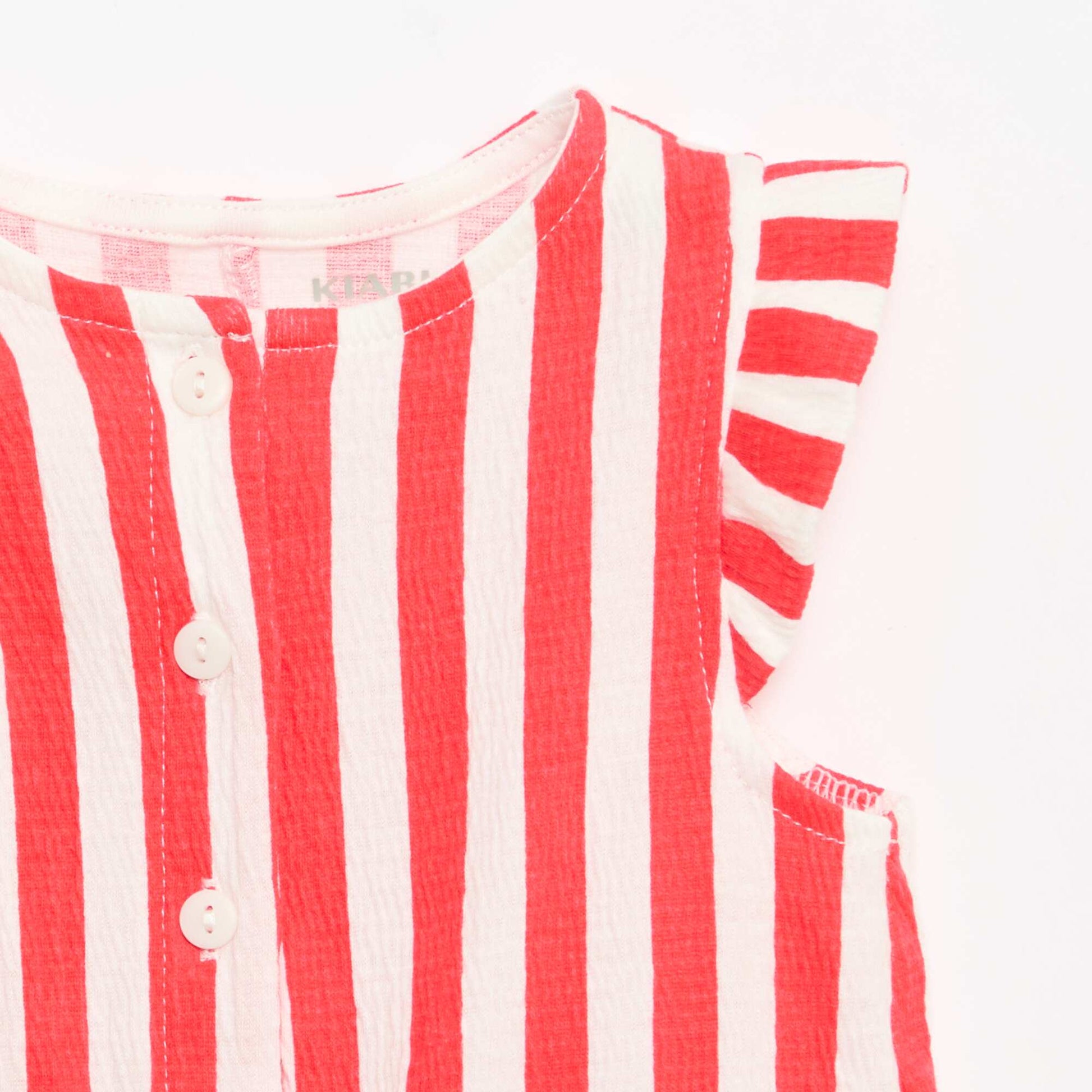 Combinaison short en jersey de coton avec volants aux manches ROUGE