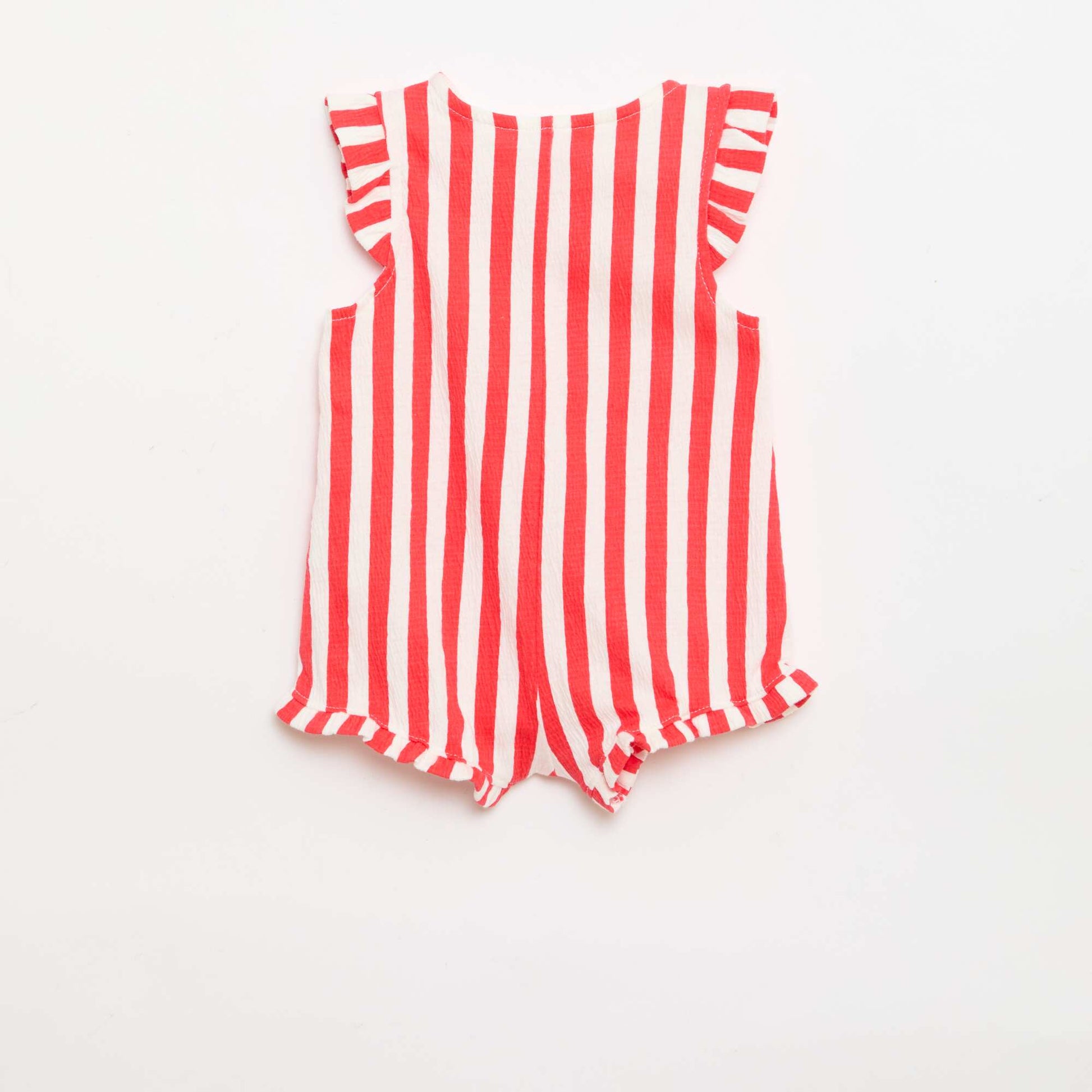 Combinaison short en jersey de coton avec volants aux manches ROUGE