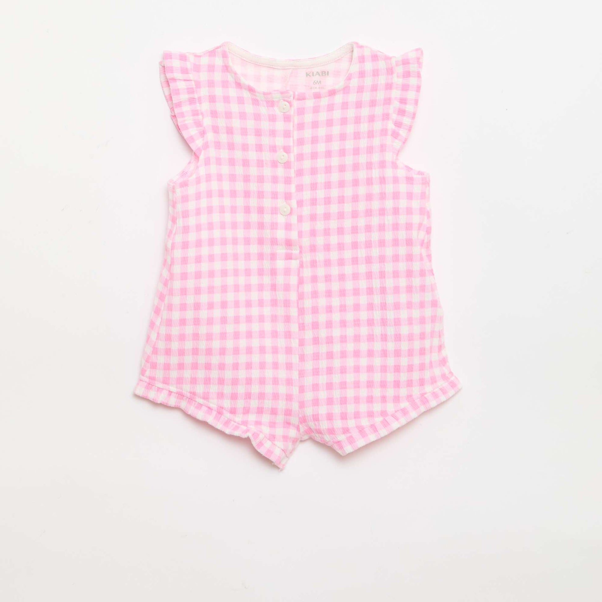 Combinaison short en jersey de coton avec volants aux manches ROSE