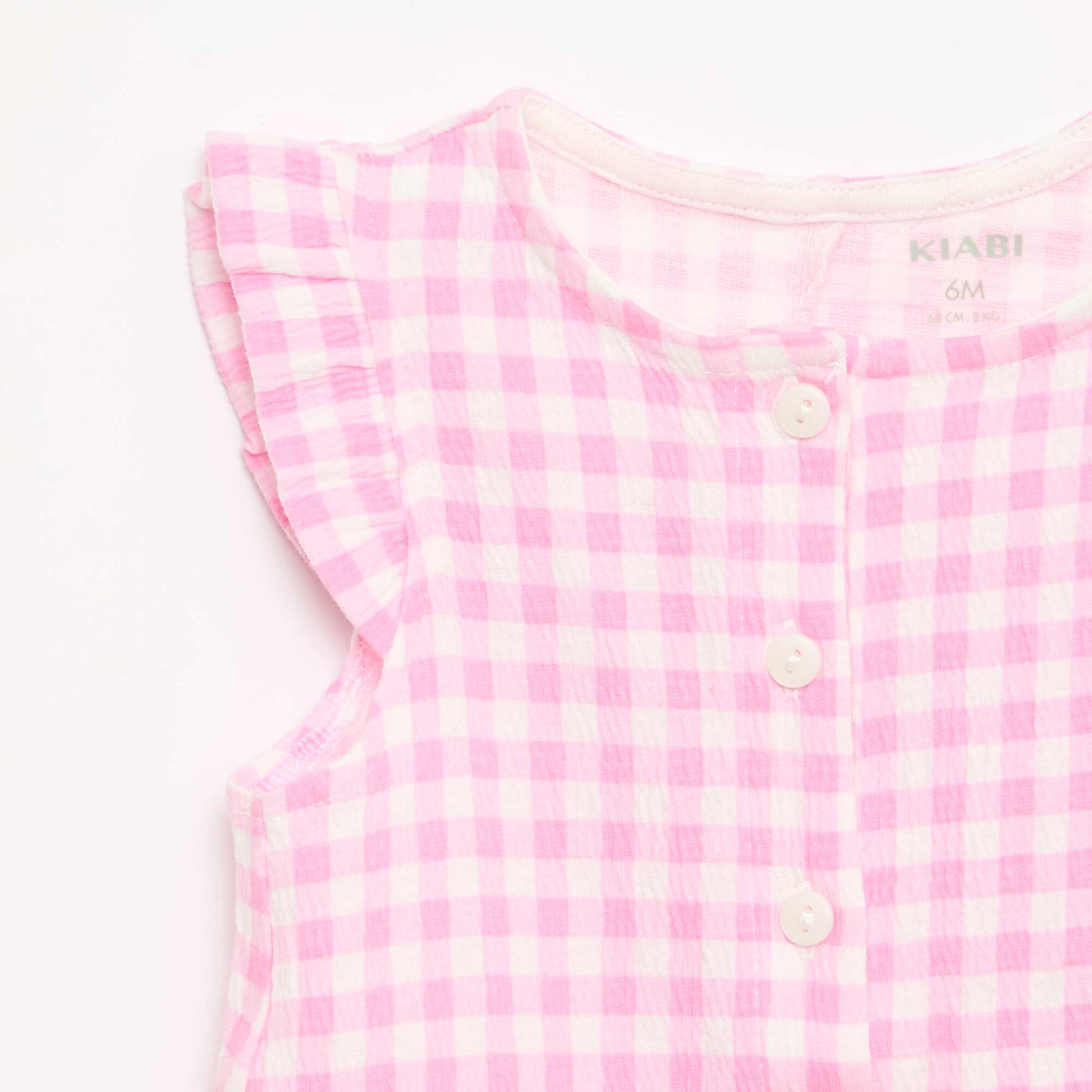Combinaison short en jersey de coton avec volants aux manches ROSE