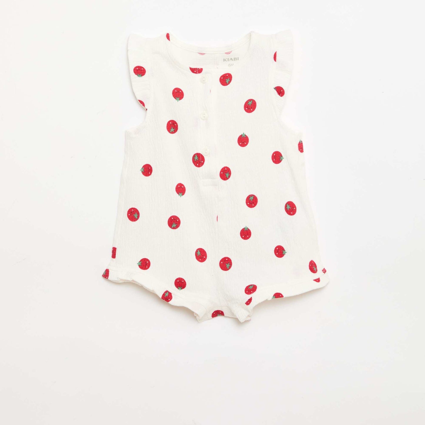 Combinaison short en jersey de coton avec volants aux manches BLANC
