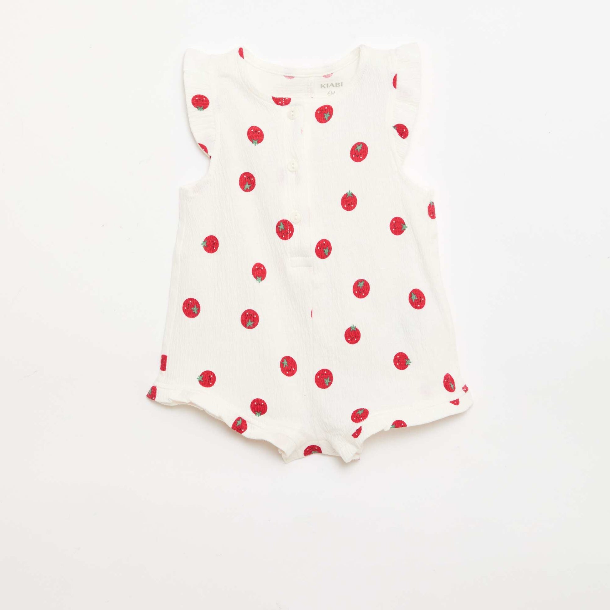Combinaison short en jersey de coton avec volants aux manches BLANC