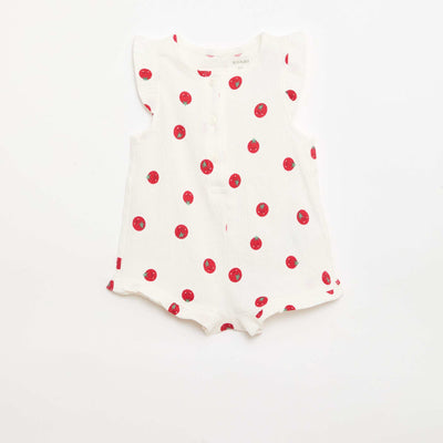 Combinaison short en jersey de coton avec volants aux manches BLANC