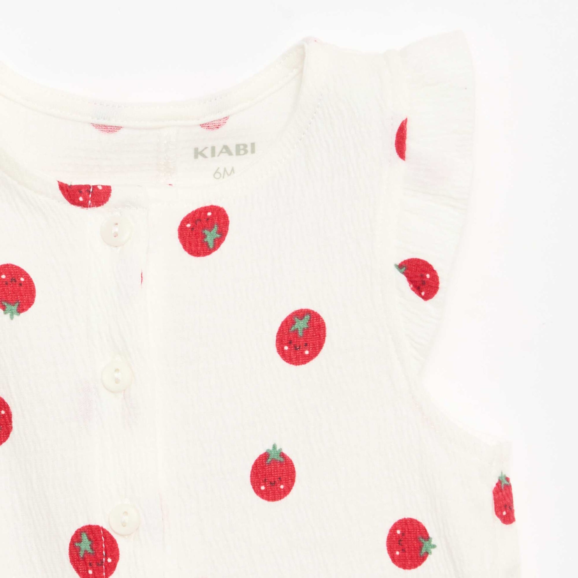 Combinaison short en jersey de coton avec volants aux manches BLANC