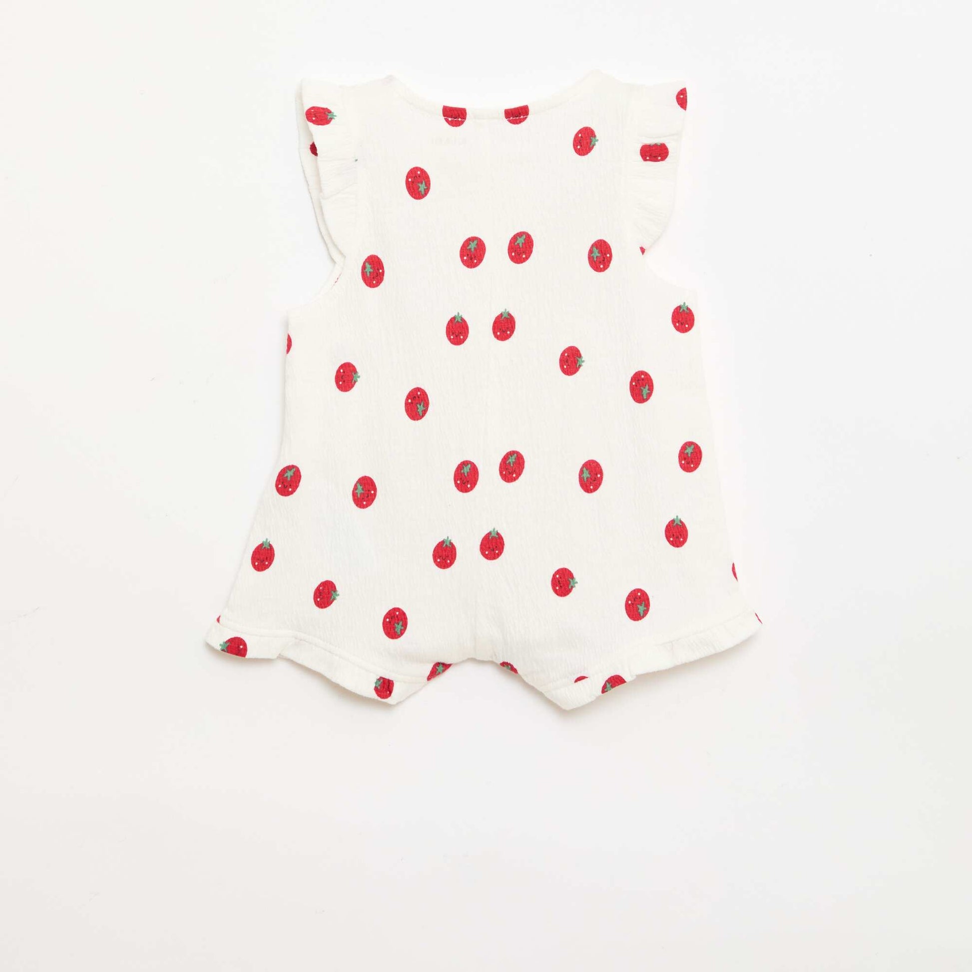 Combinaison short en jersey de coton avec volants aux manches BLANC