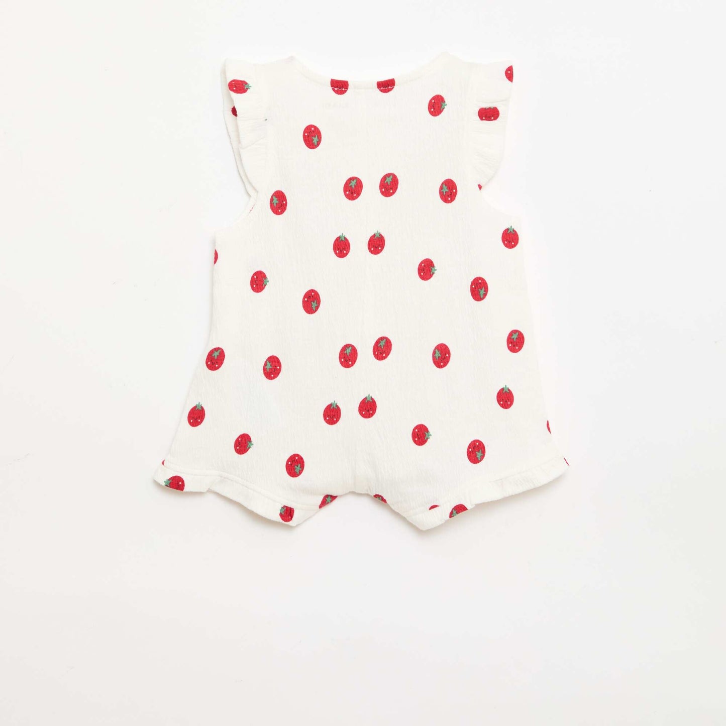 Combinaison short en jersey de coton avec volants aux manches BLANC