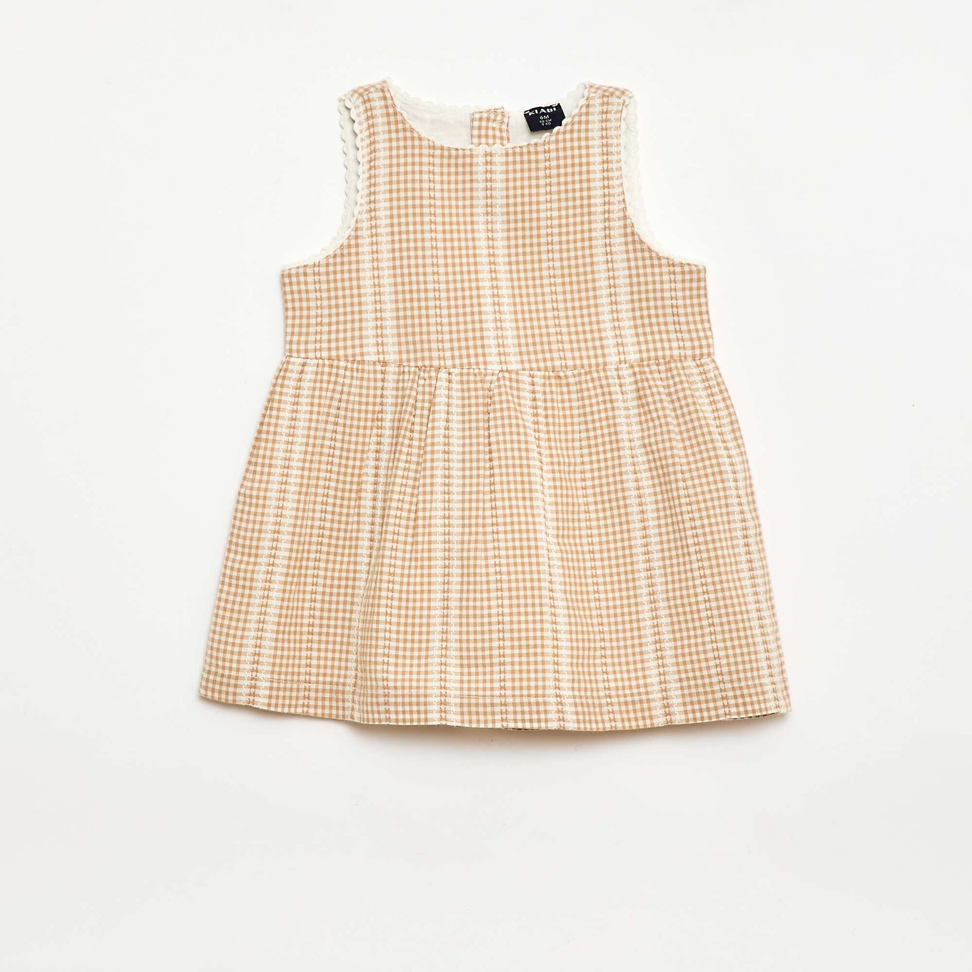 Robe vichy en gaze de coton MARRON