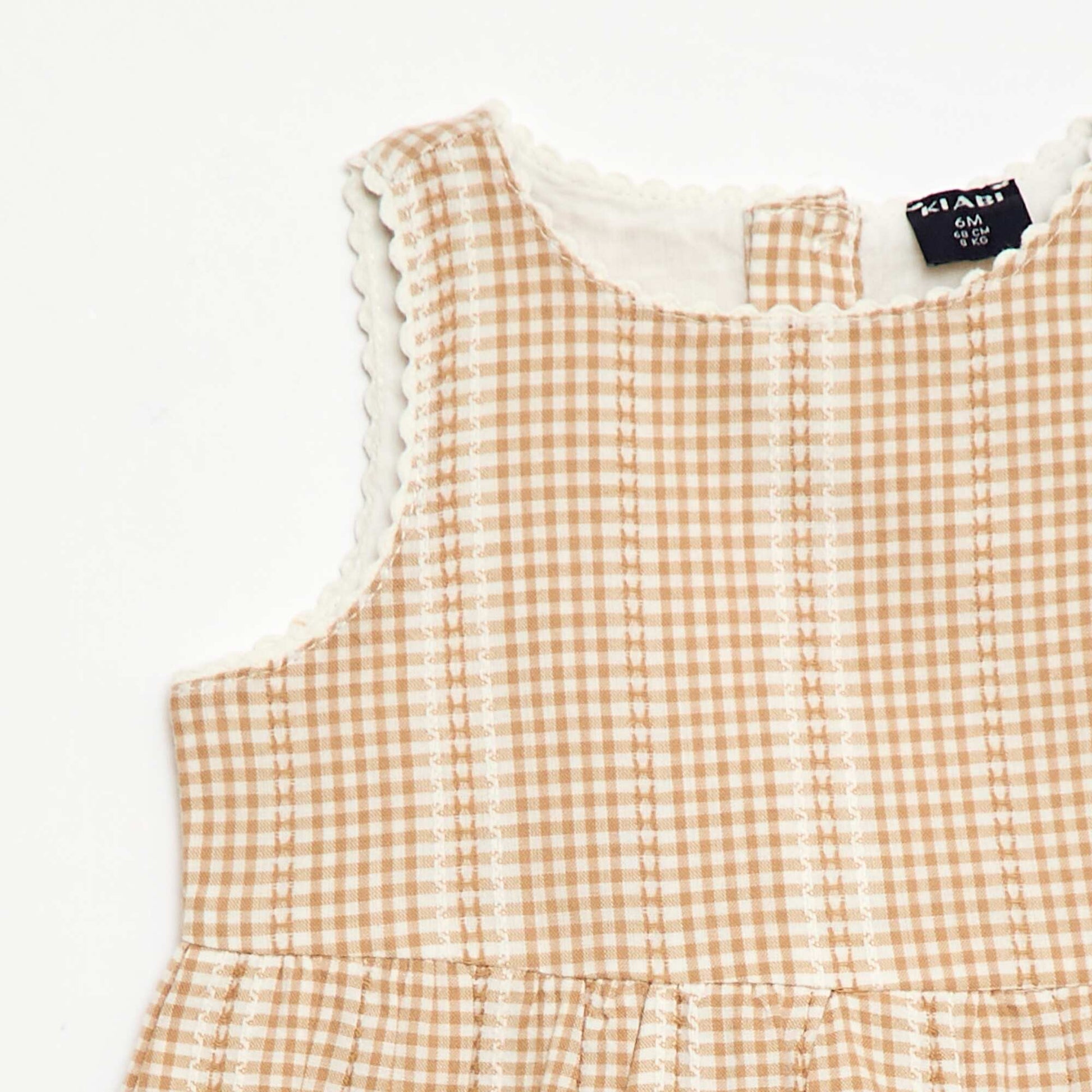 Robe vichy en gaze de coton MARRON