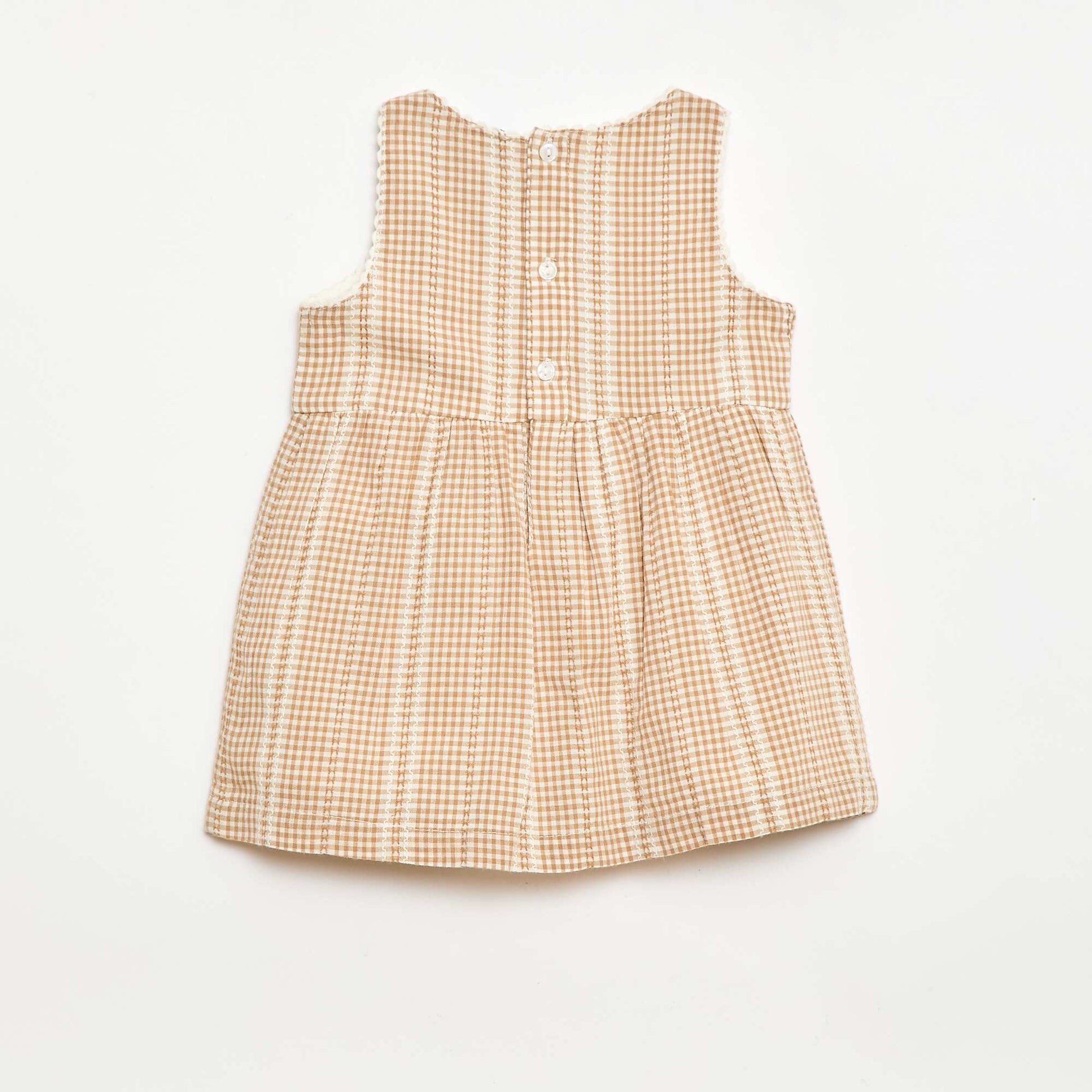 Robe vichy en gaze de coton MARRON