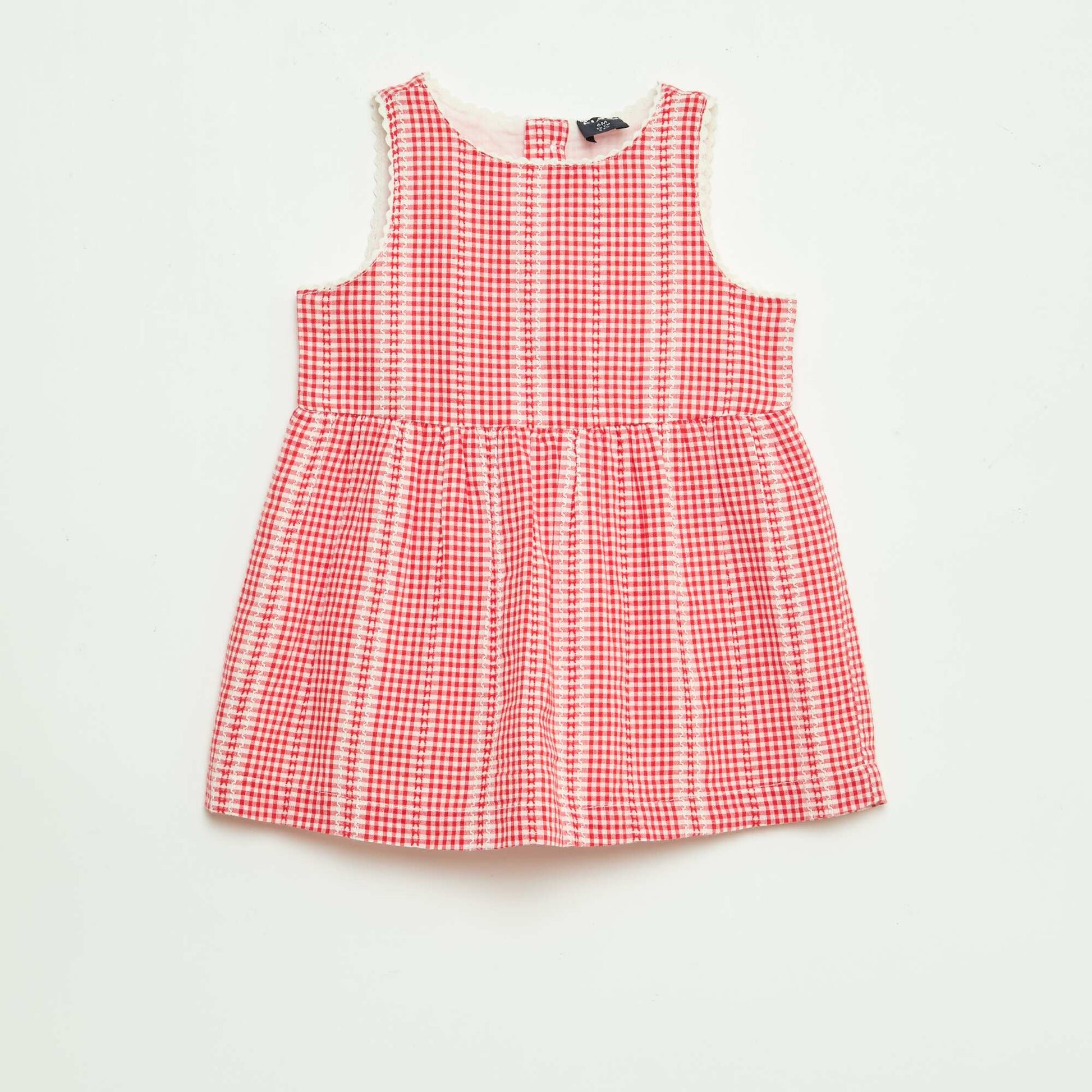 Robe vichy en gaze de coton ROUGE