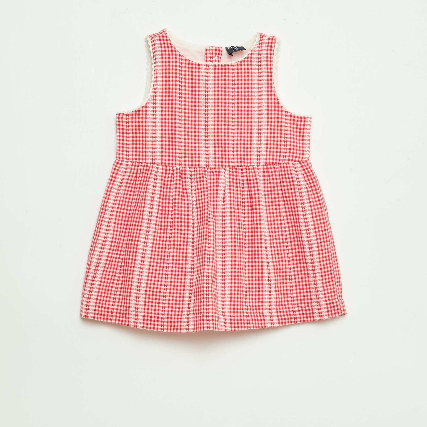 Robe vichy en gaze de coton ROUGE