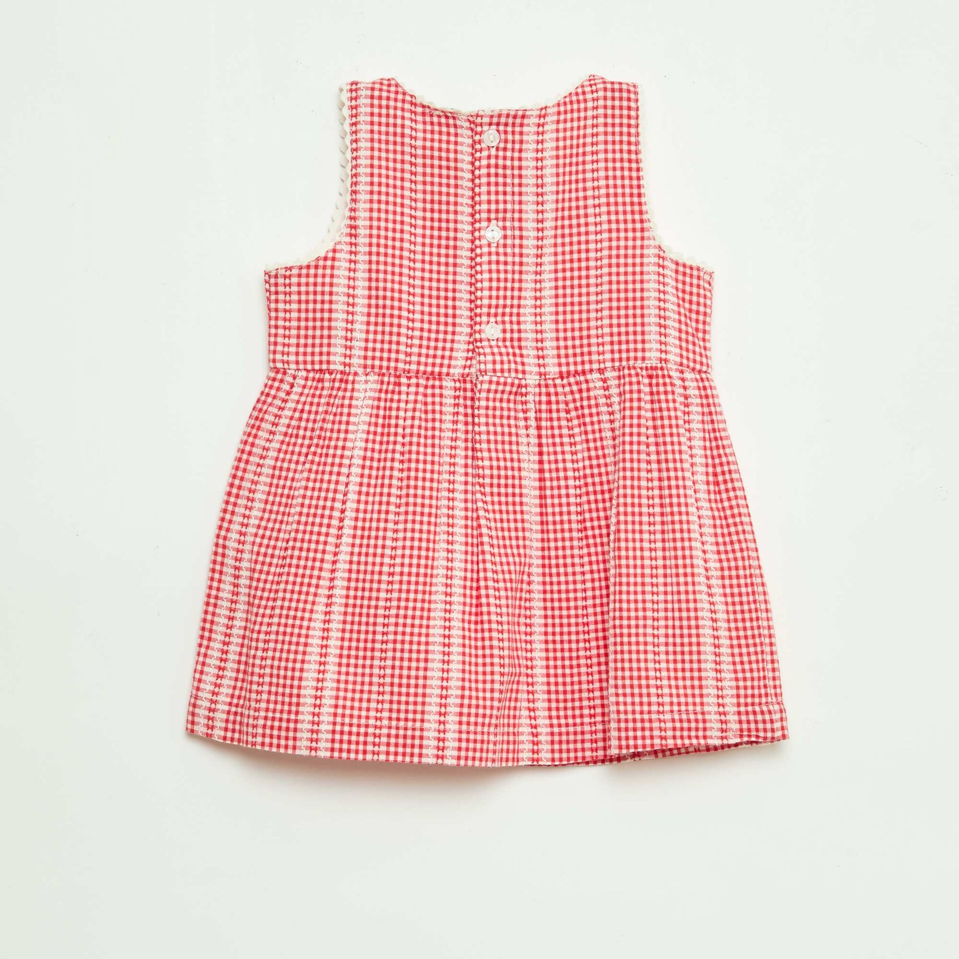 Robe vichy en gaze de coton ROUGE