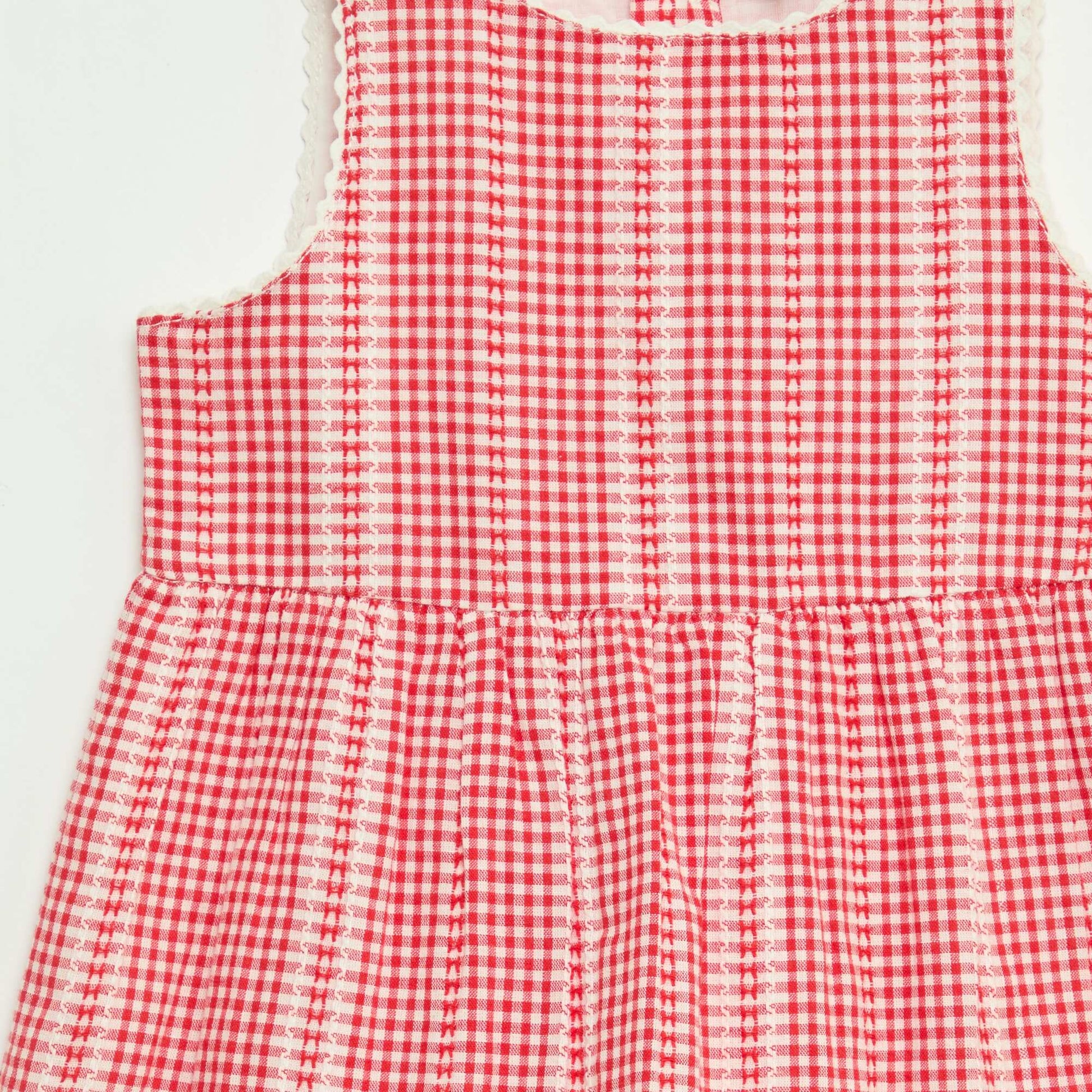 Robe vichy en gaze de coton ROUGE