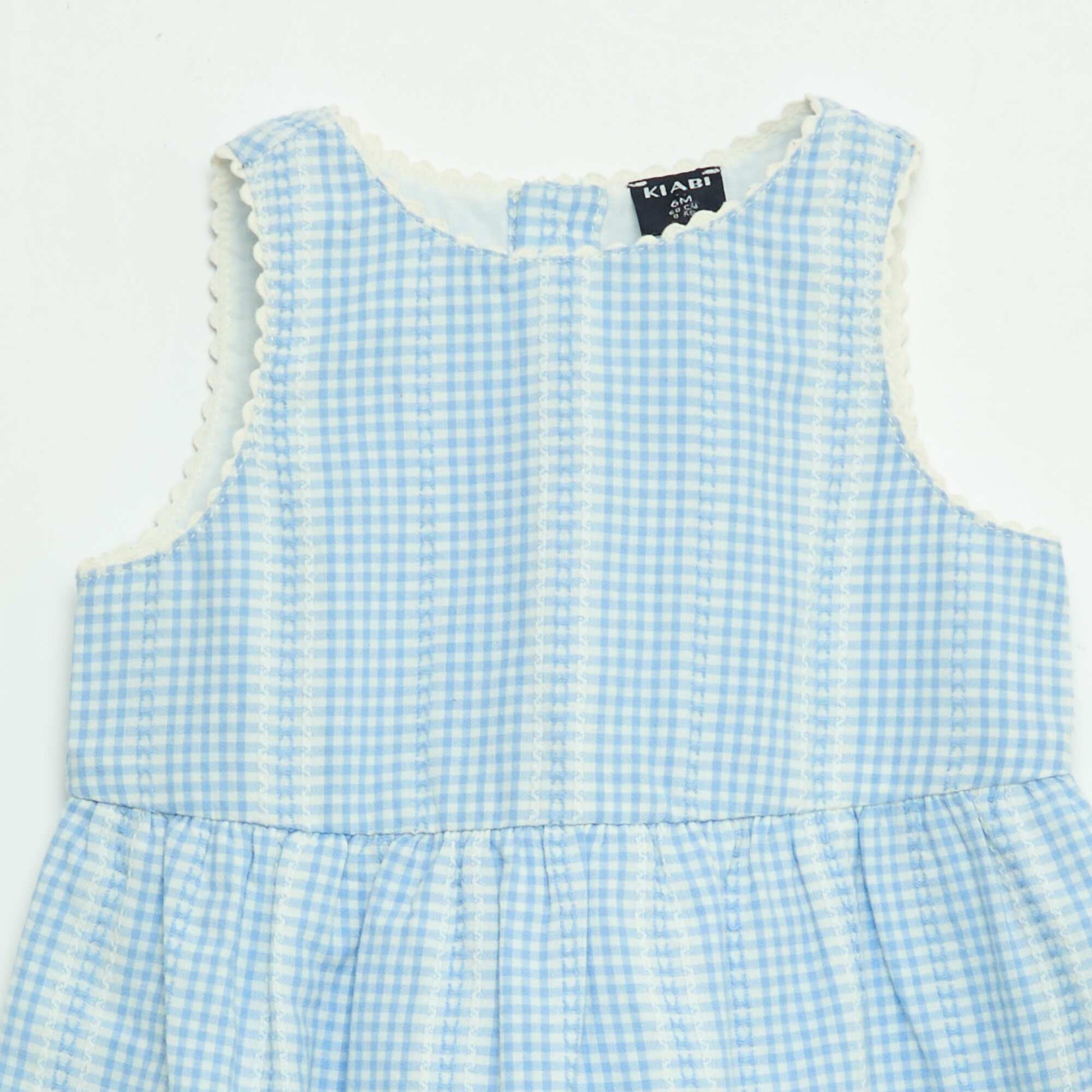 Robe vichy en gaze de coton BLEU