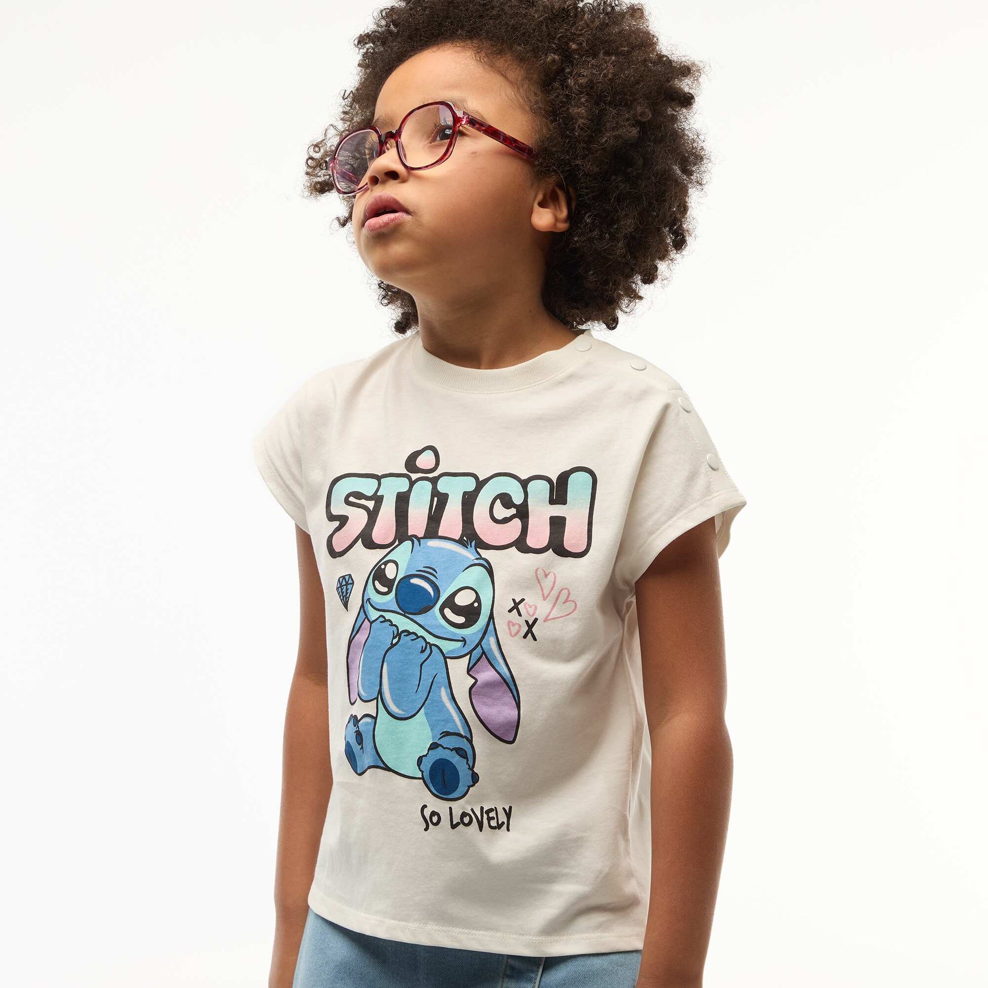 Tee-shirt manches courtes 'Stitch' - Collection facile à enfiler BLANC