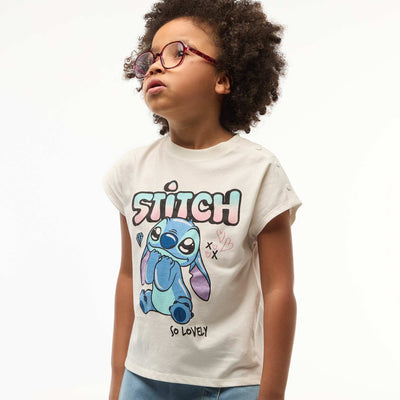 Tee-shirt manches courtes 'Stitch' - Collection facile à enfiler BLANC