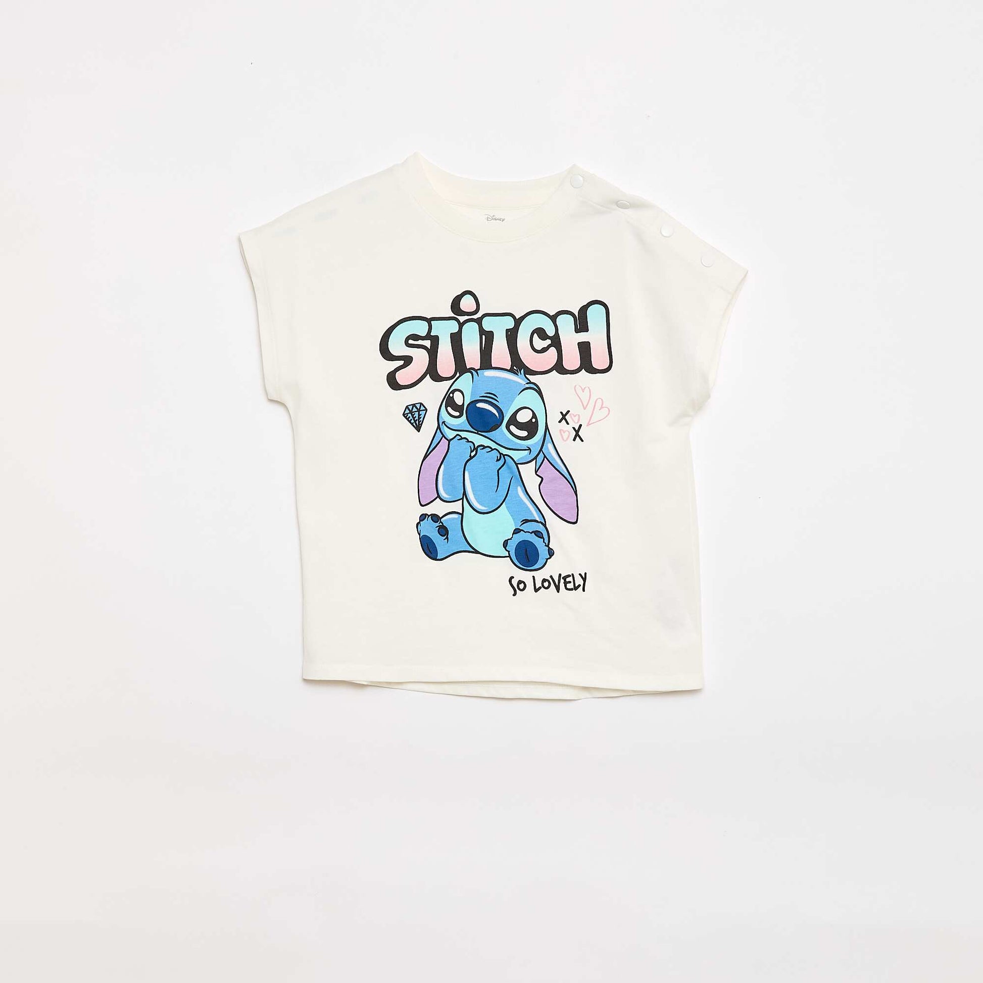 Tee-shirt manches courtes 'Stitch' - Collection facile à enfiler BLANC