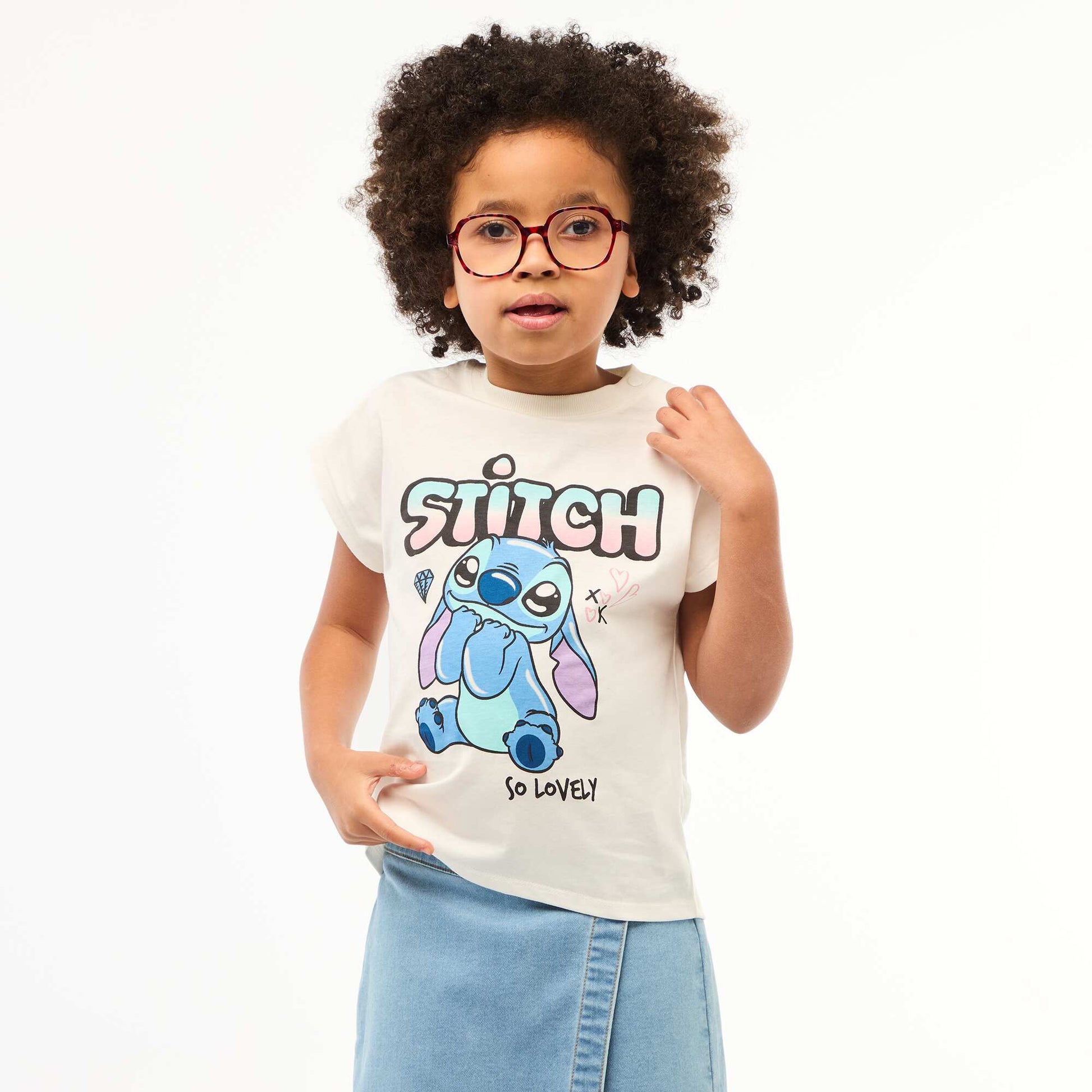 Tee-shirt manches courtes 'Stitch' - Collection facile à enfiler BLANC