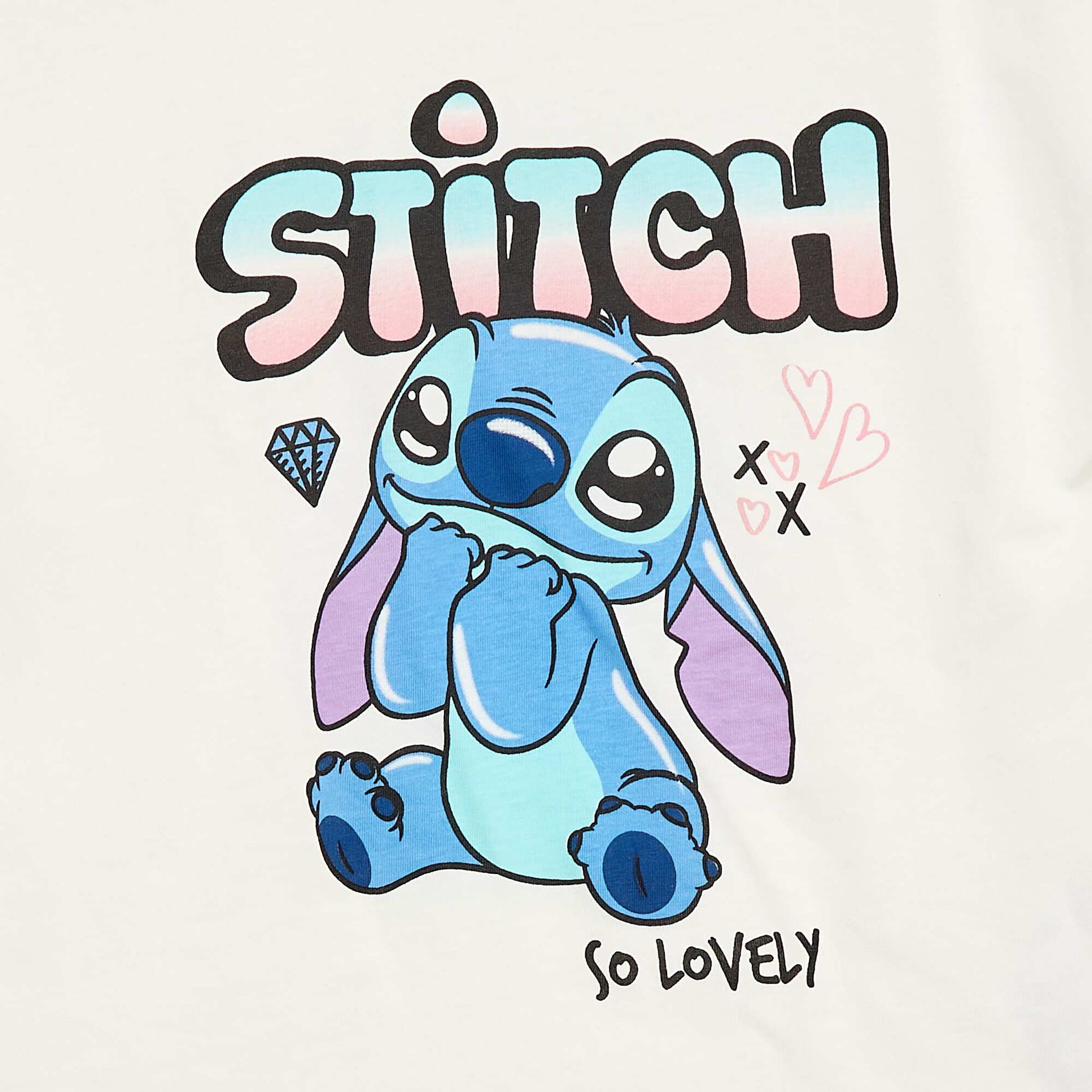 Tee-shirt manches courtes 'Stitch' - Collection facile à enfiler BLANC