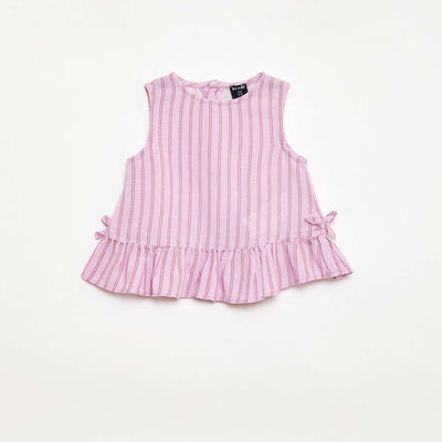 Blouse sans manches avec volants et nœuds VIOLET