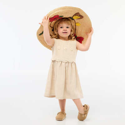 Robe sans manches avec haut en crochet BEIGE