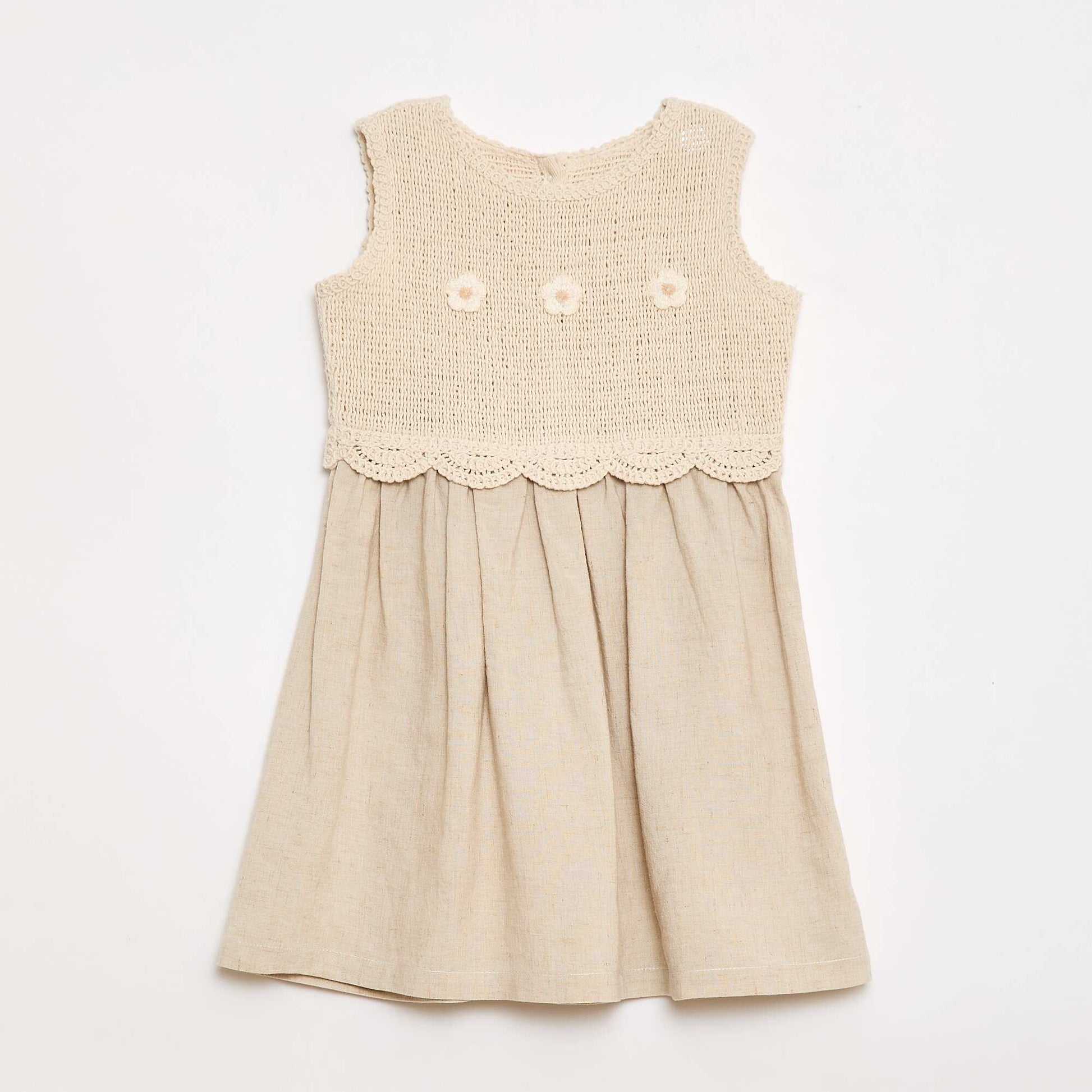 Robe sans manches avec haut en crochet BEIGE