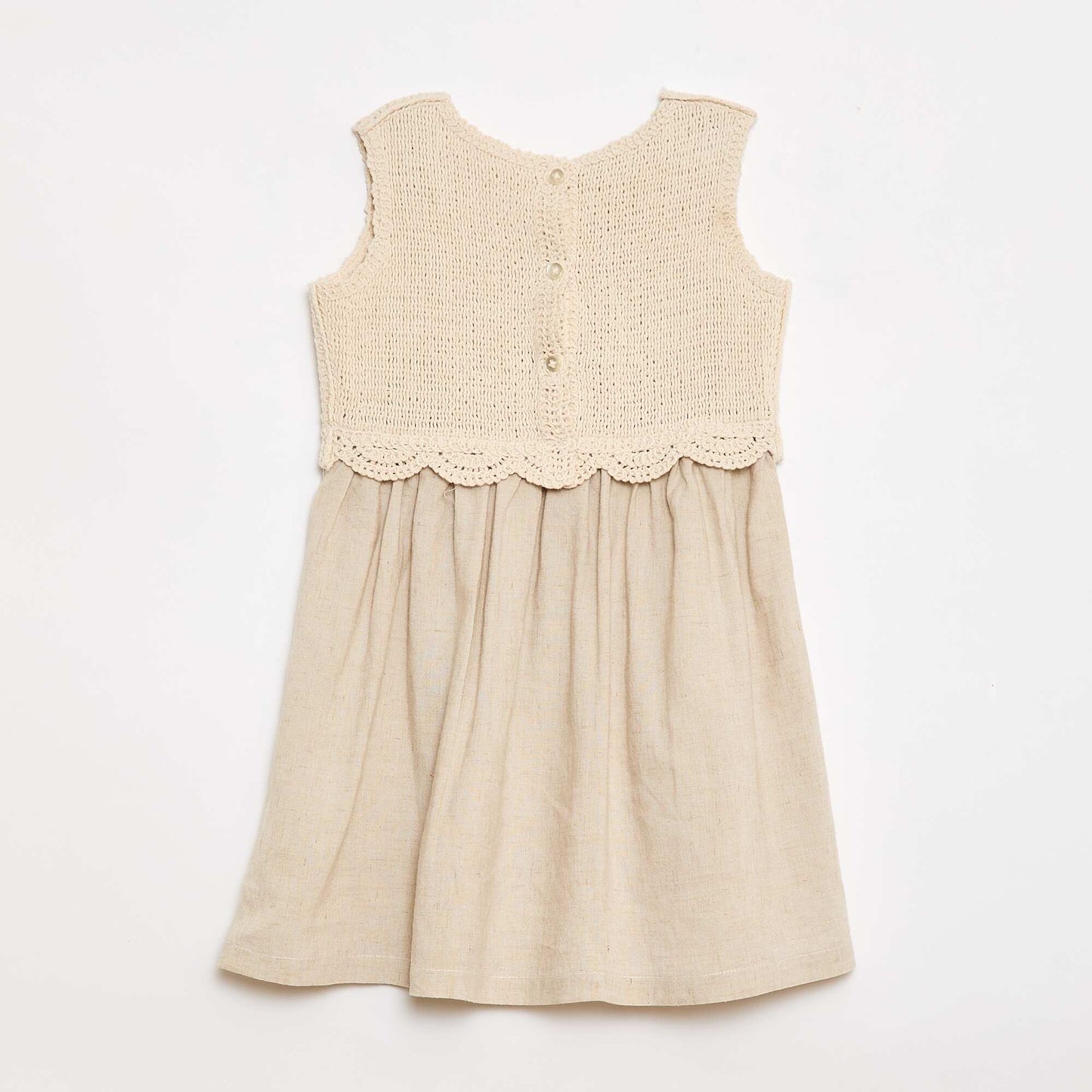 Robe sans manches avec haut en crochet BEIGE