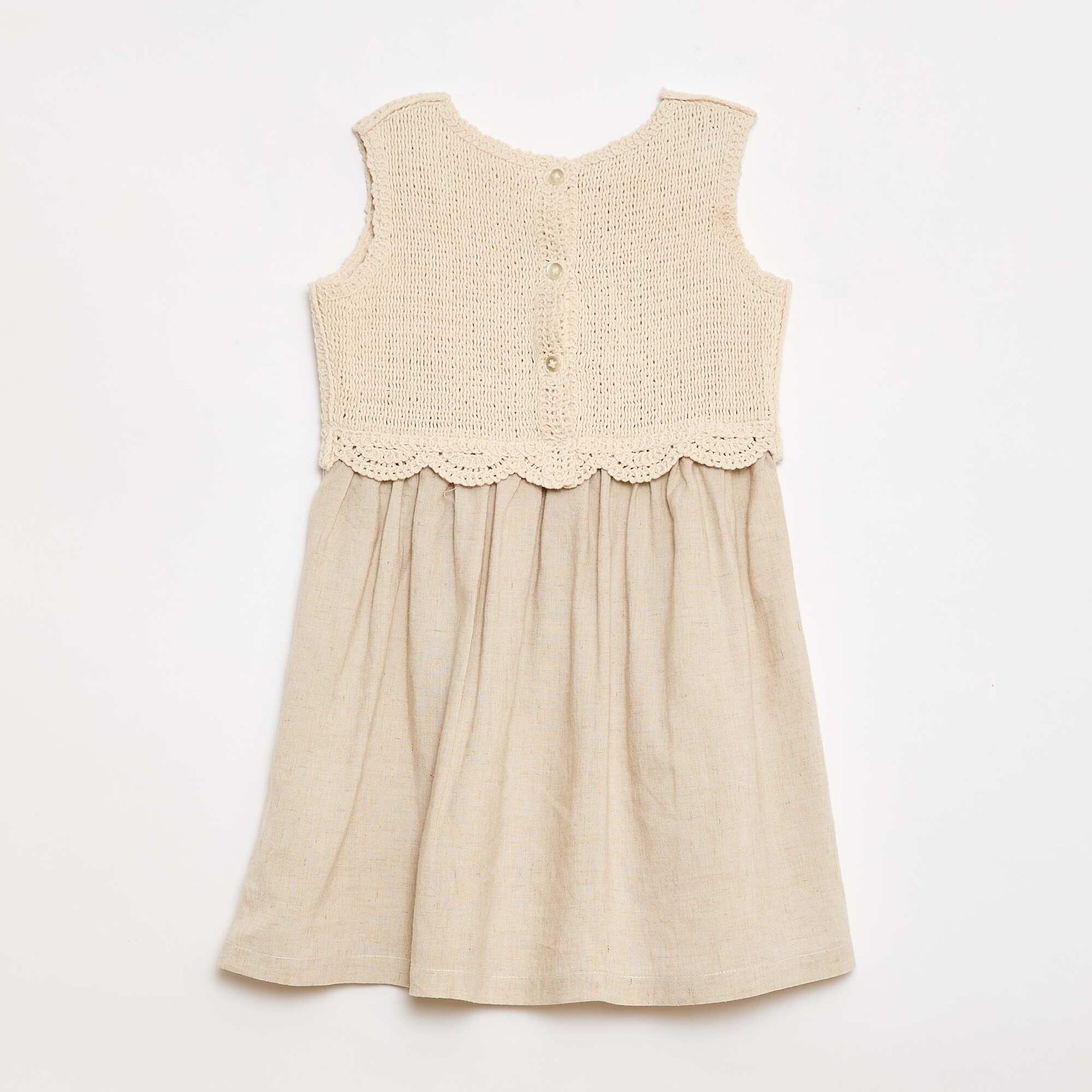 Robe sans manches avec haut en crochet BEIGE