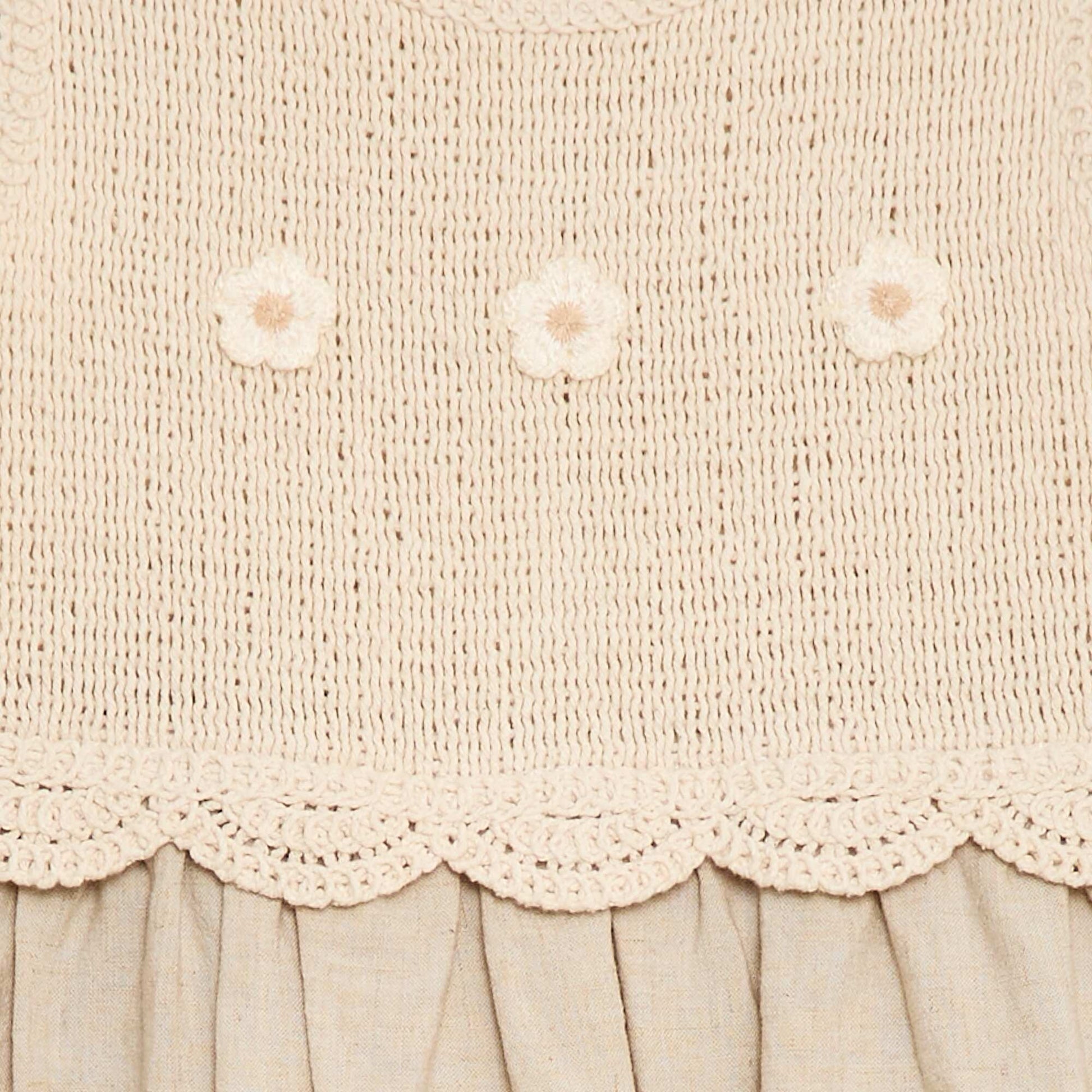Robe sans manches avec haut en crochet BEIGE