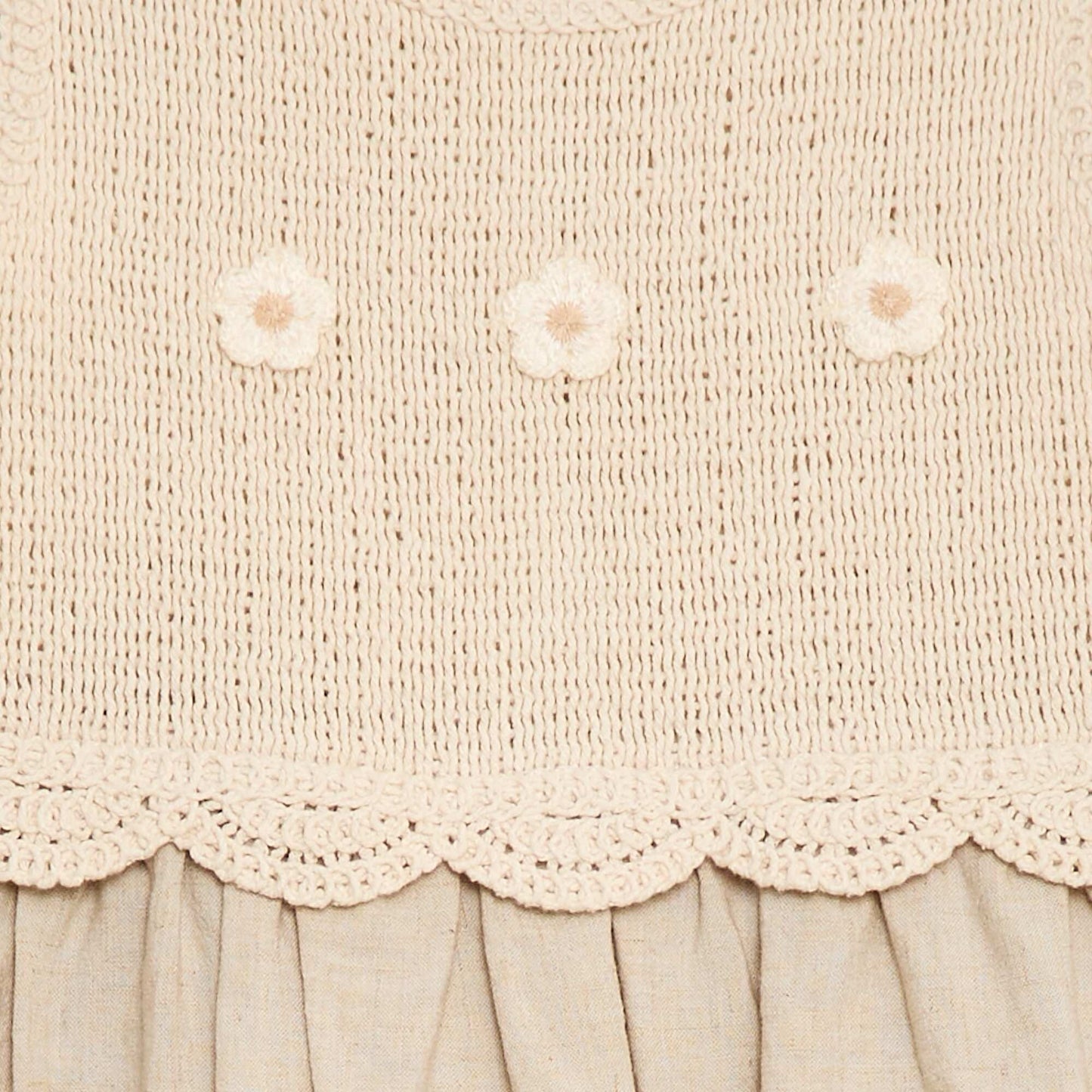 Robe sans manches avec haut en crochet BEIGE