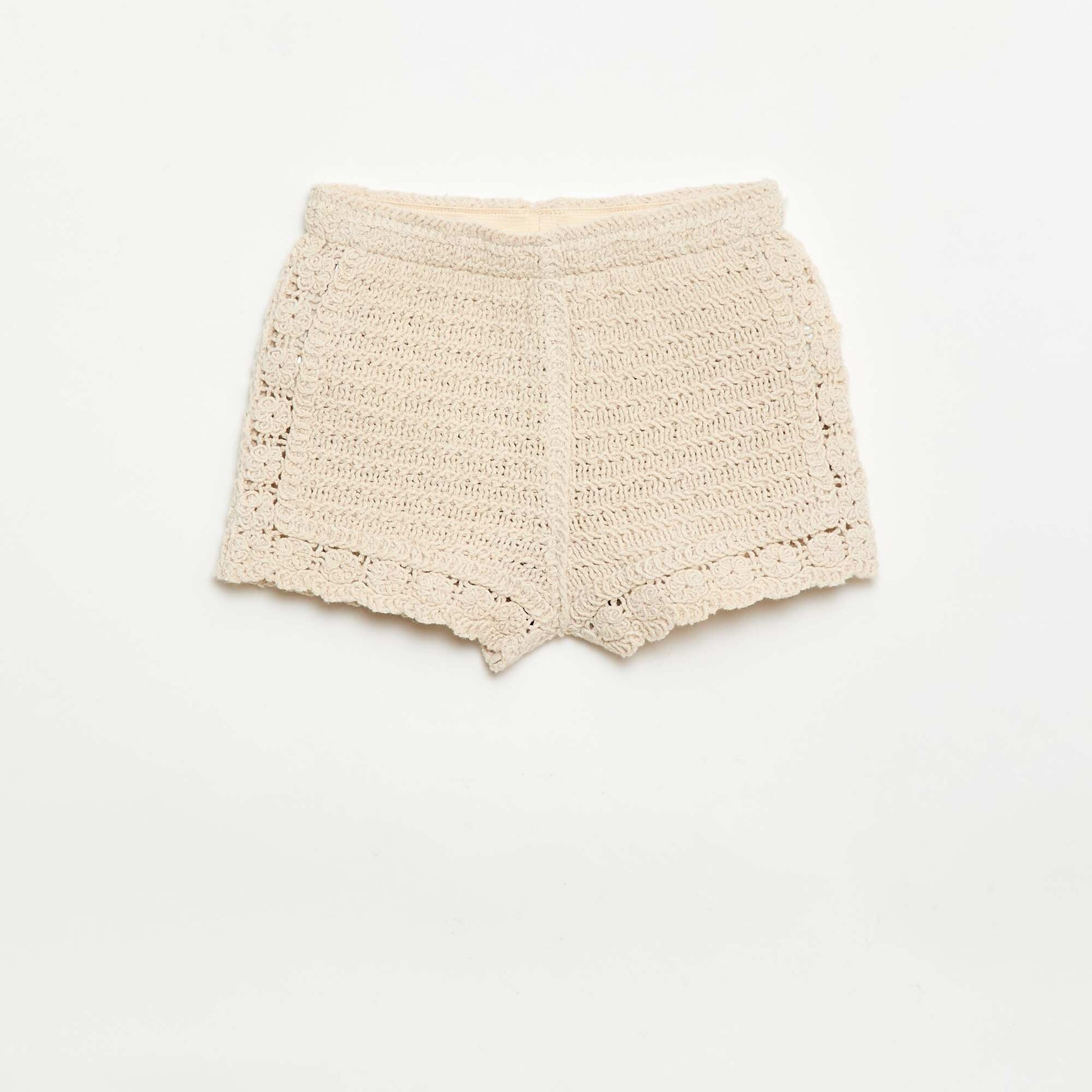 Short en crochet uni BEIGE