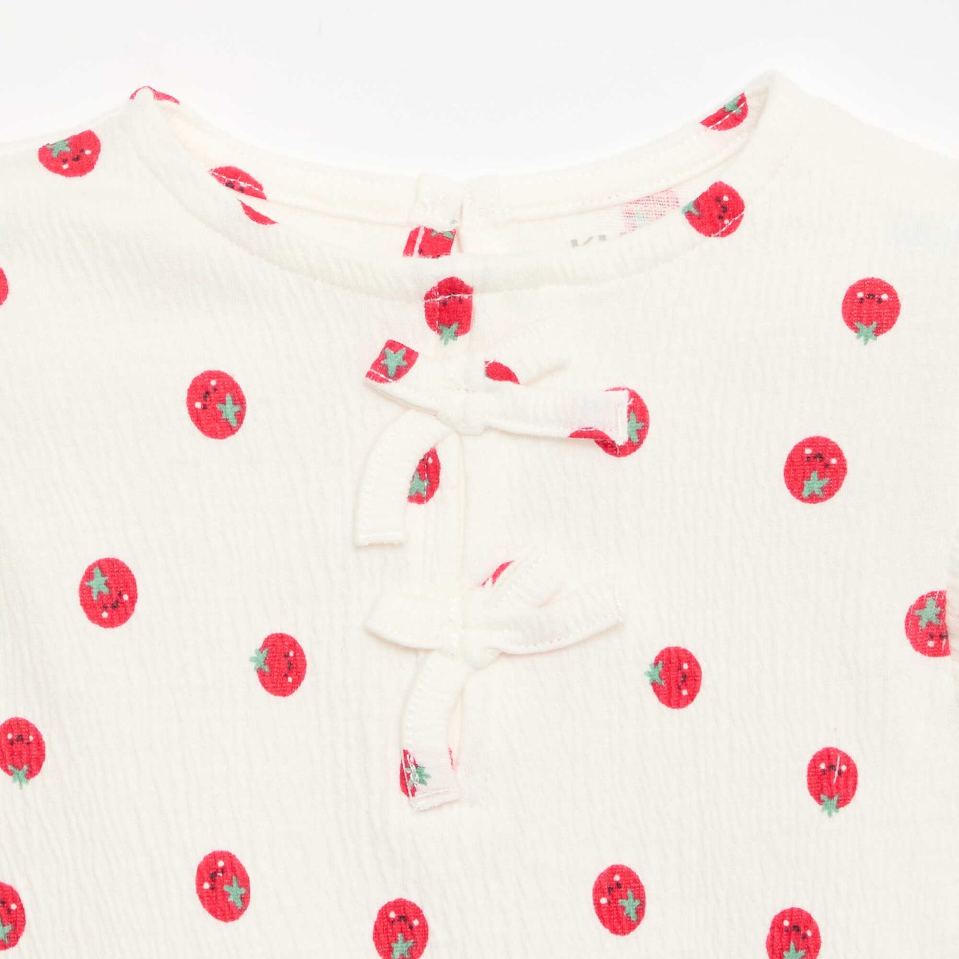Tee-shirt imprimé et volanté BLANC